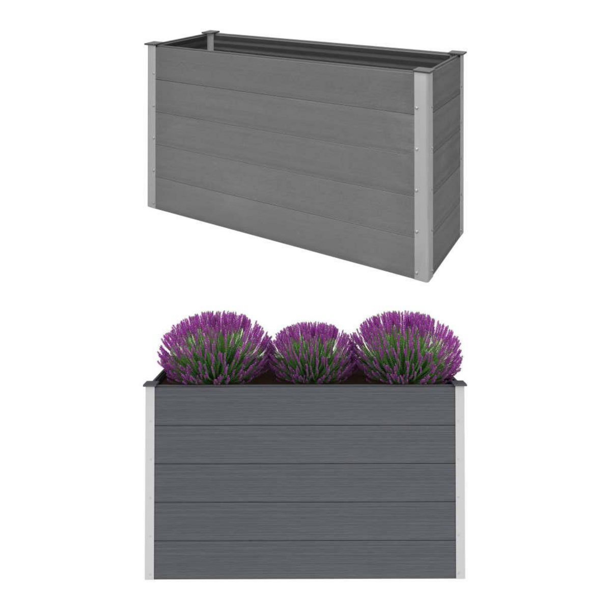 VIDAXL Lit sureleve de jardin WPC 150x50x91 cm Gris