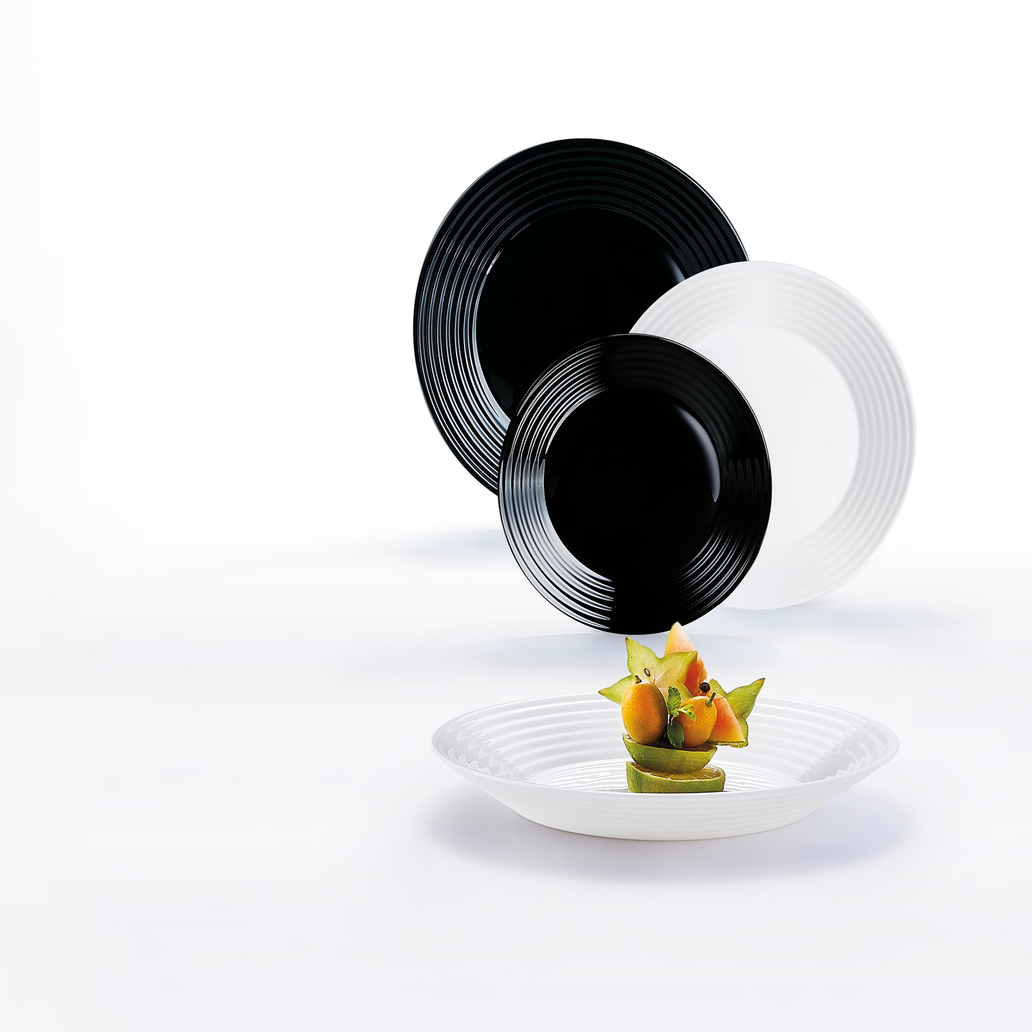 Voir la diapositive 2 : LUMINARC Service d'assiettes 18 pièces en verre HARENA Noir