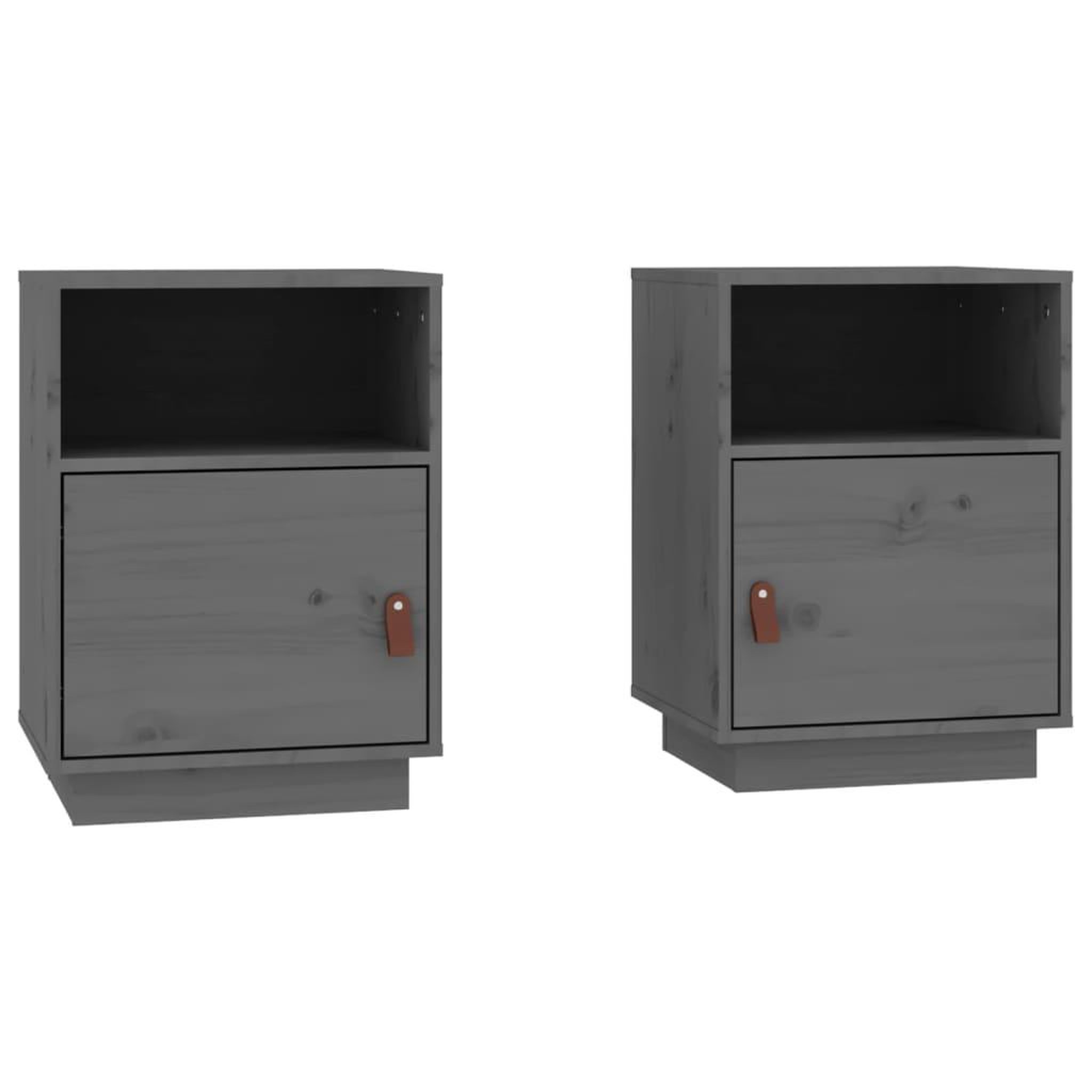 Voir la diapositive 2 : VIDAXL Tables de chevet 2 pcs Gris 40x34x55 cm Bois de pin massif