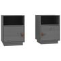 Voir la diapositive 2 : VIDAXL Tables de chevet 2 pcs Gris 40x34x55 cm Bois de pin massif