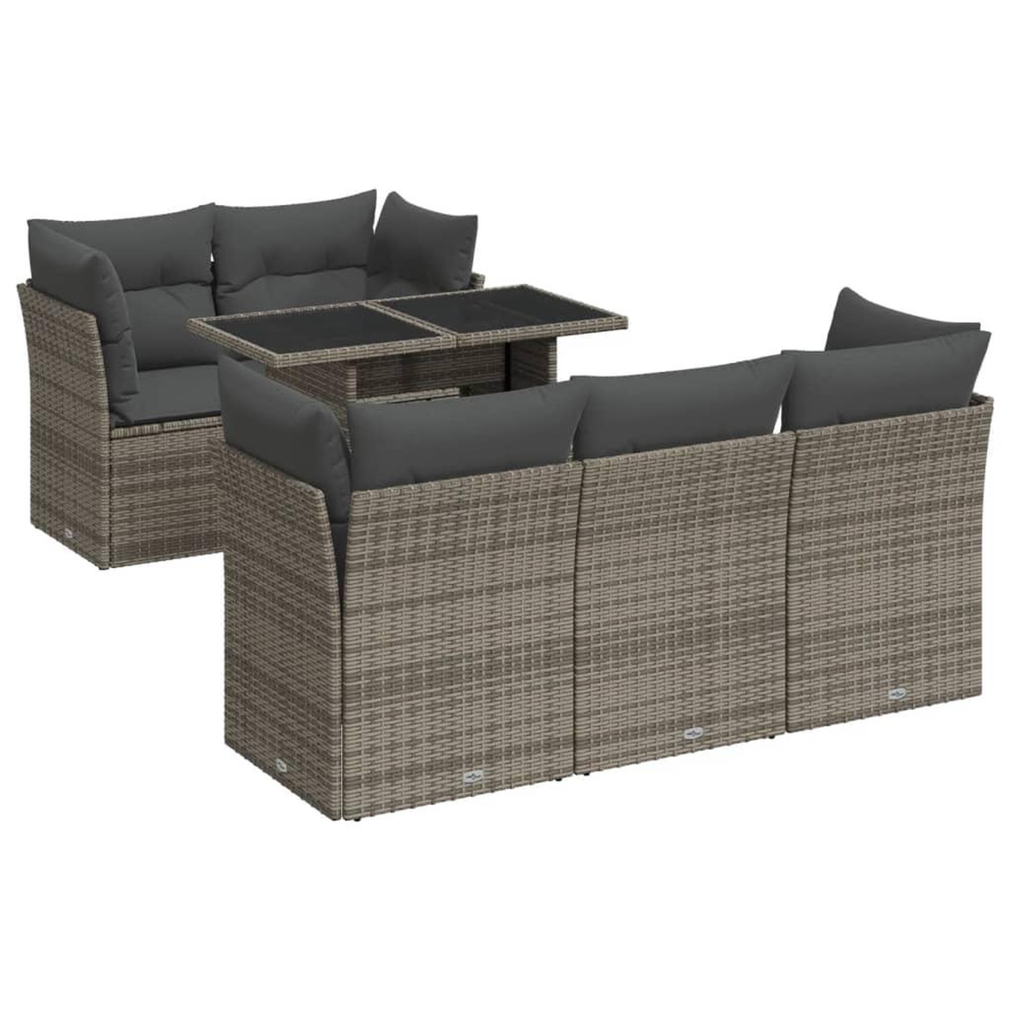Voir la diapositive 2 : VIDAXL Salon de jardin 6 pcs avec coussins gris resine tressee