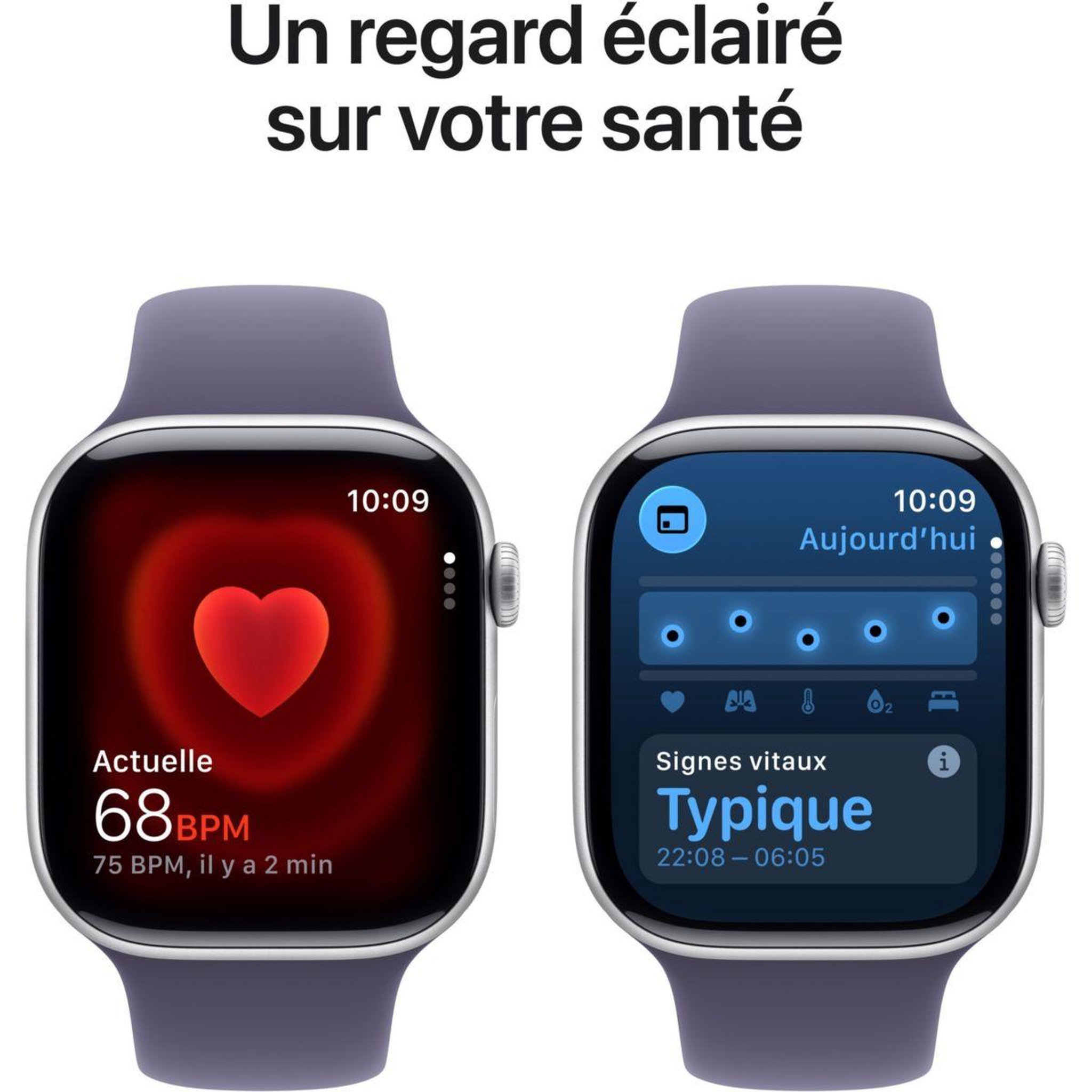 Voir la diapositive 5 : APPLE Montre connectée 46mm Alu Argent / Violet Serie 11 M/L