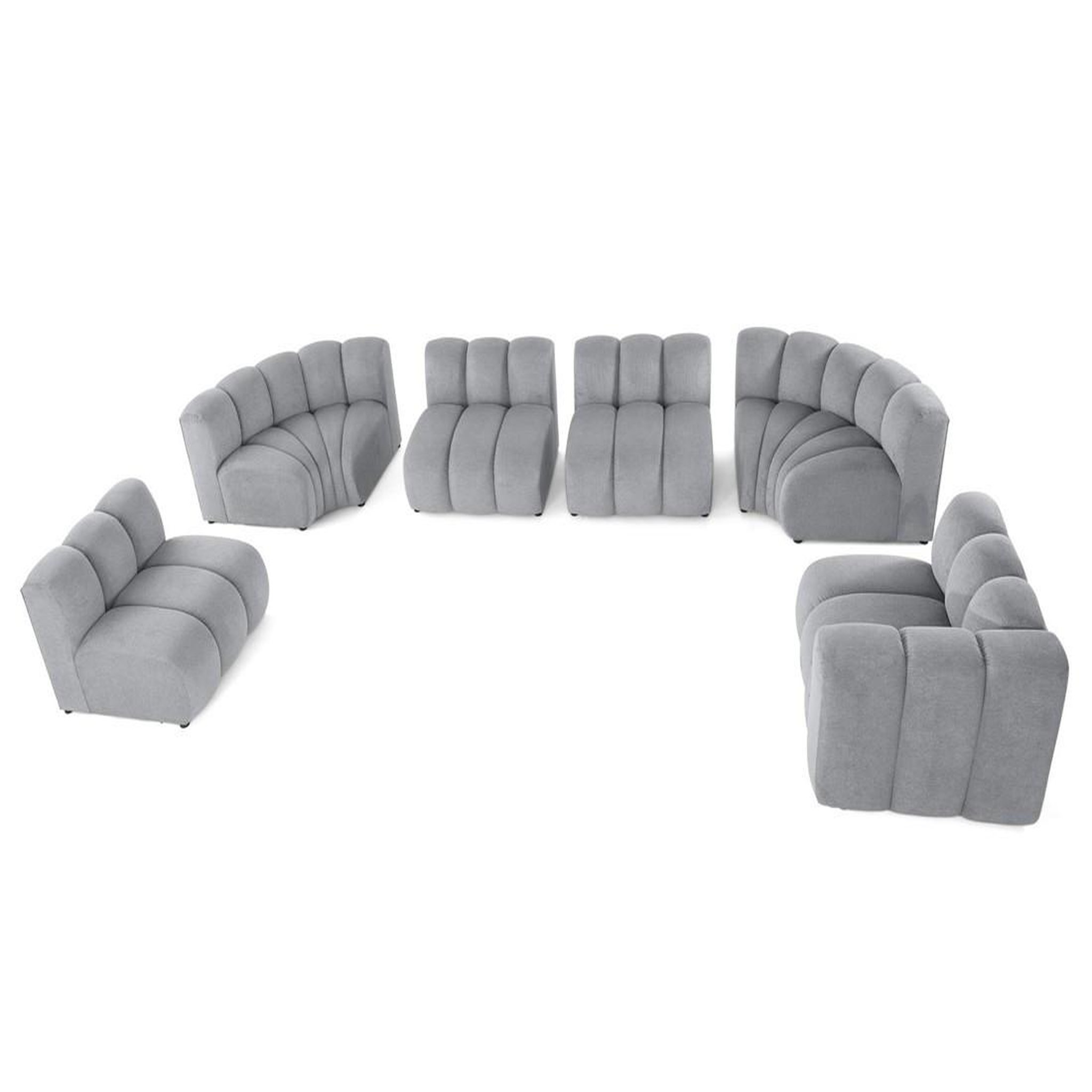 Voir la diapositive 2 : LISA DESIGN Debbie - canapé modulable panoramique d'angle gauche 7 places en tissu texturé