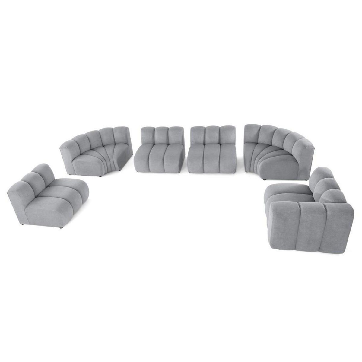 LISA DESIGN Debbie - canapé modulable panoramique d'angle gauche 7 places en tissu texturé