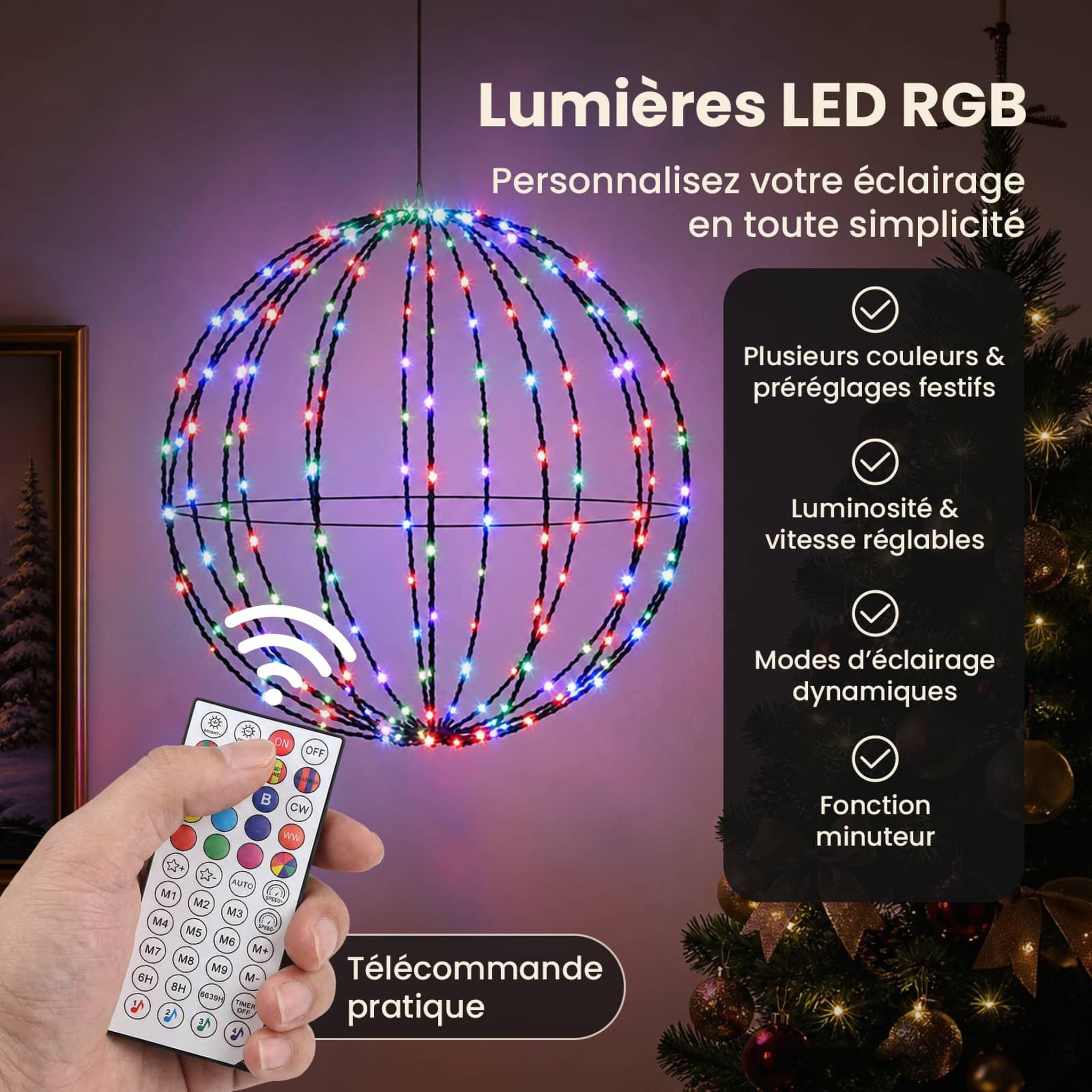 Voir la diapositive 4 : VIDAXL Fleuron lumineux de Noël 160 LED RGB Diametre 50 x 52 cm