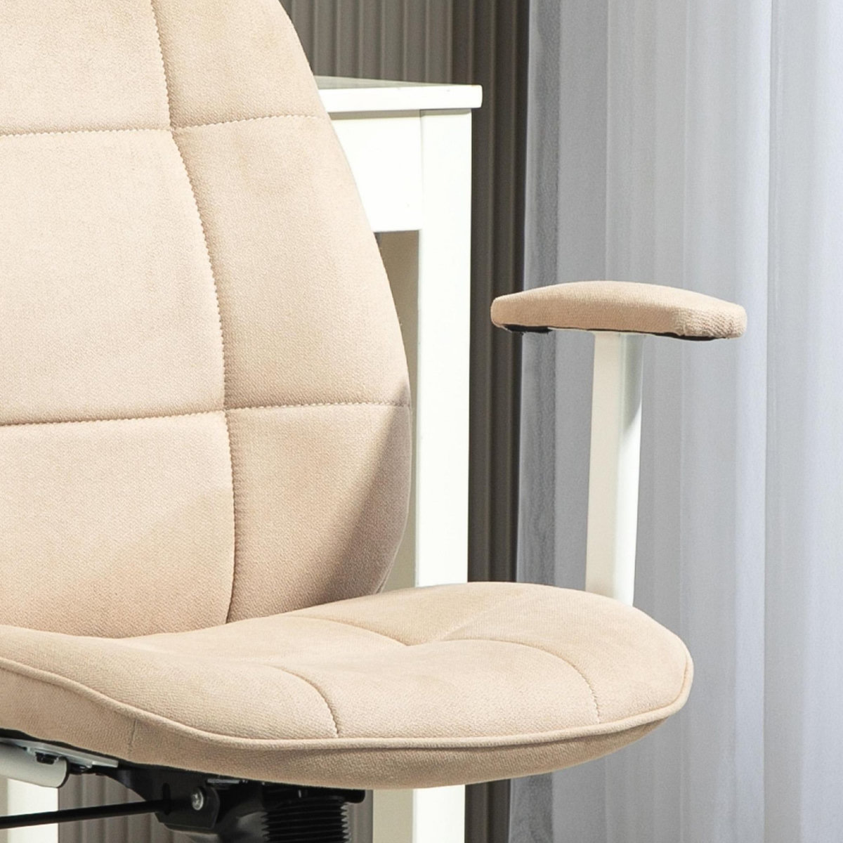 HOMCOM Chaise de bureau style Chesterfield - réglable, fonction bascule verrouillable - tissu beige