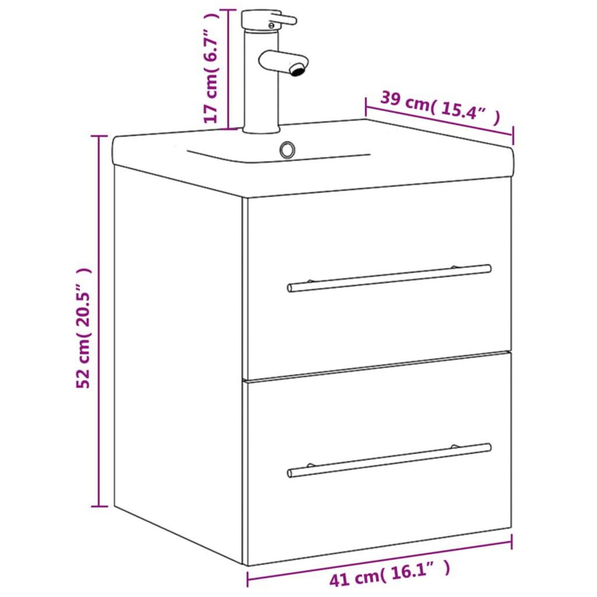 VIDAXL Armoire lavabo de salle de bain avec bassin integre blanc