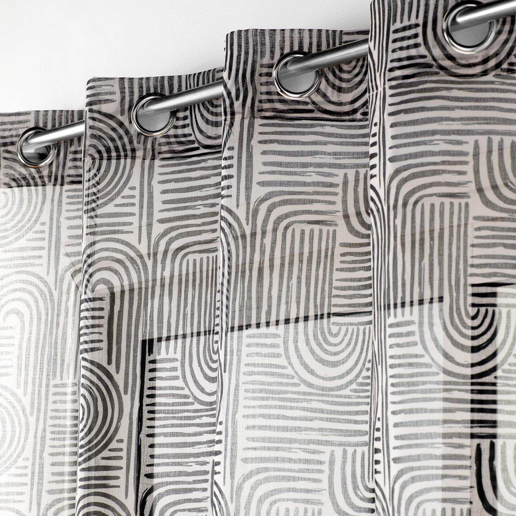 Voir la diapositive 3 : Douceur d'Intérieur Rideau voilage à œillets imprimé  pandore  140x240cm noir