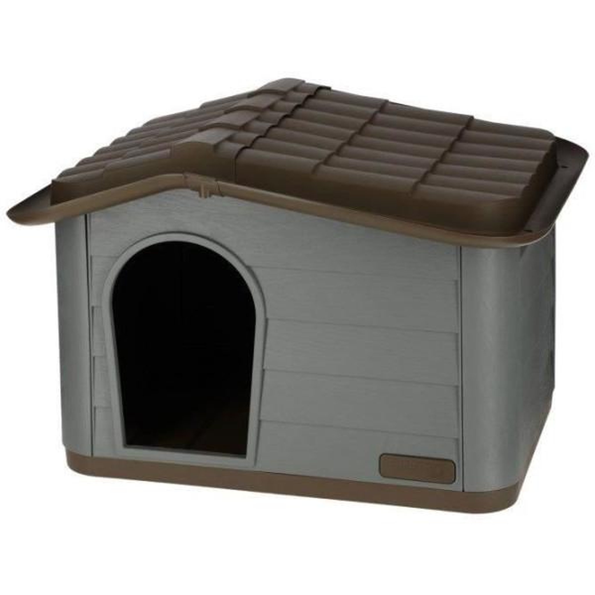 KERBL KERBL Niche extérieure en plastique pour chats ou chien Taille M - 75 x 59 x 55 cm- Gris et marron -