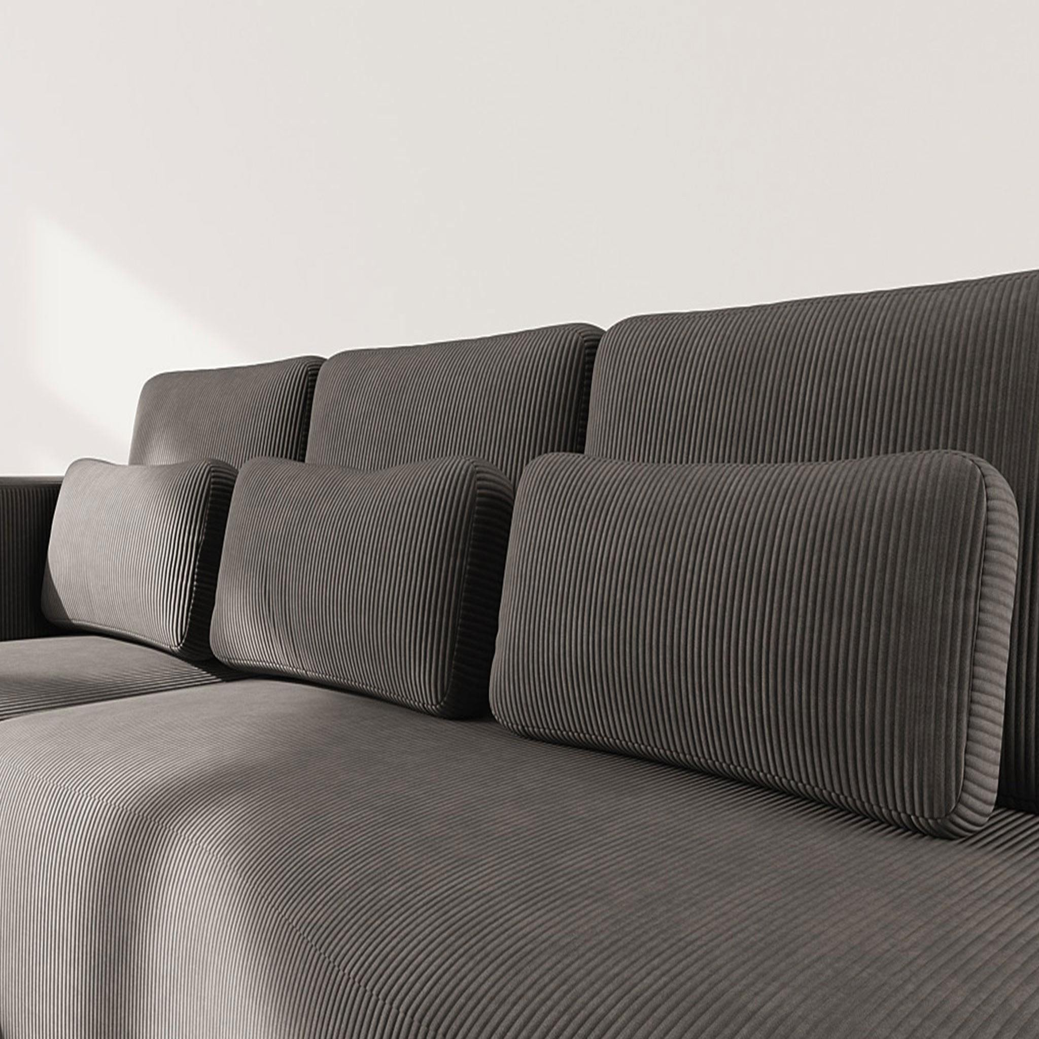 Voir la diapositive 4 : BEST MOBILIER Mahina - canapé d'angle gauche 4 places convertible avec coffre en velours côtelé