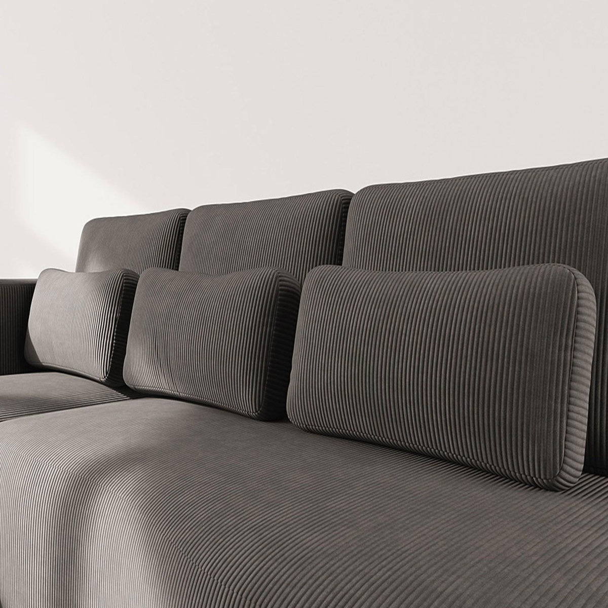 LISA DESIGN Mahina - canapé d'angle gauche 4 places convertible avec coffre en velours côtelé
