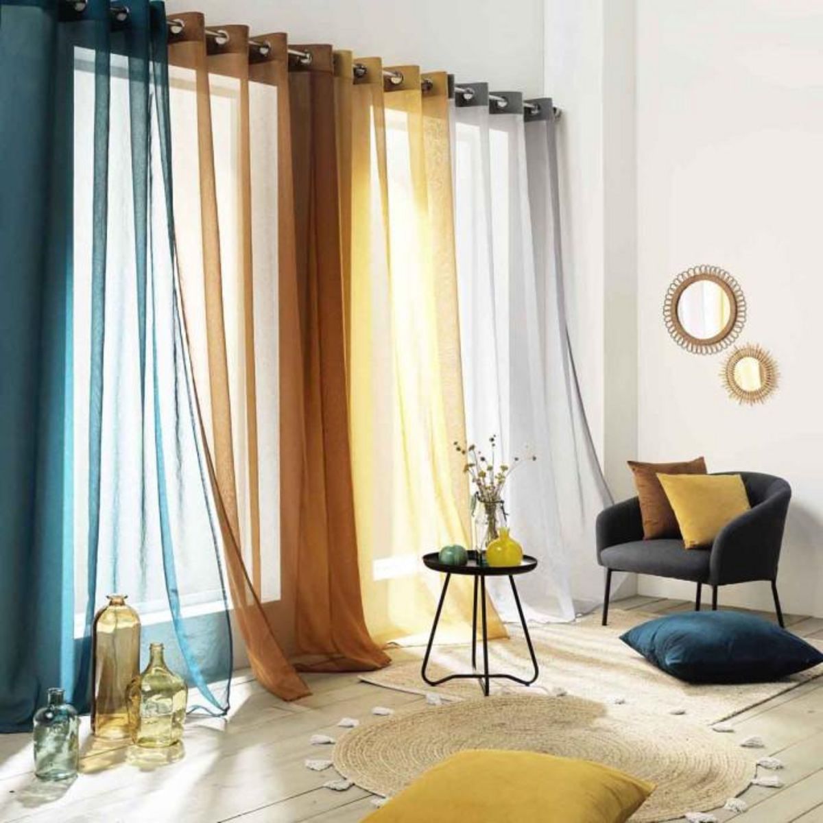 Paris Prix Rideau Voilage à Œillets  Casual  140x240cm Naturel