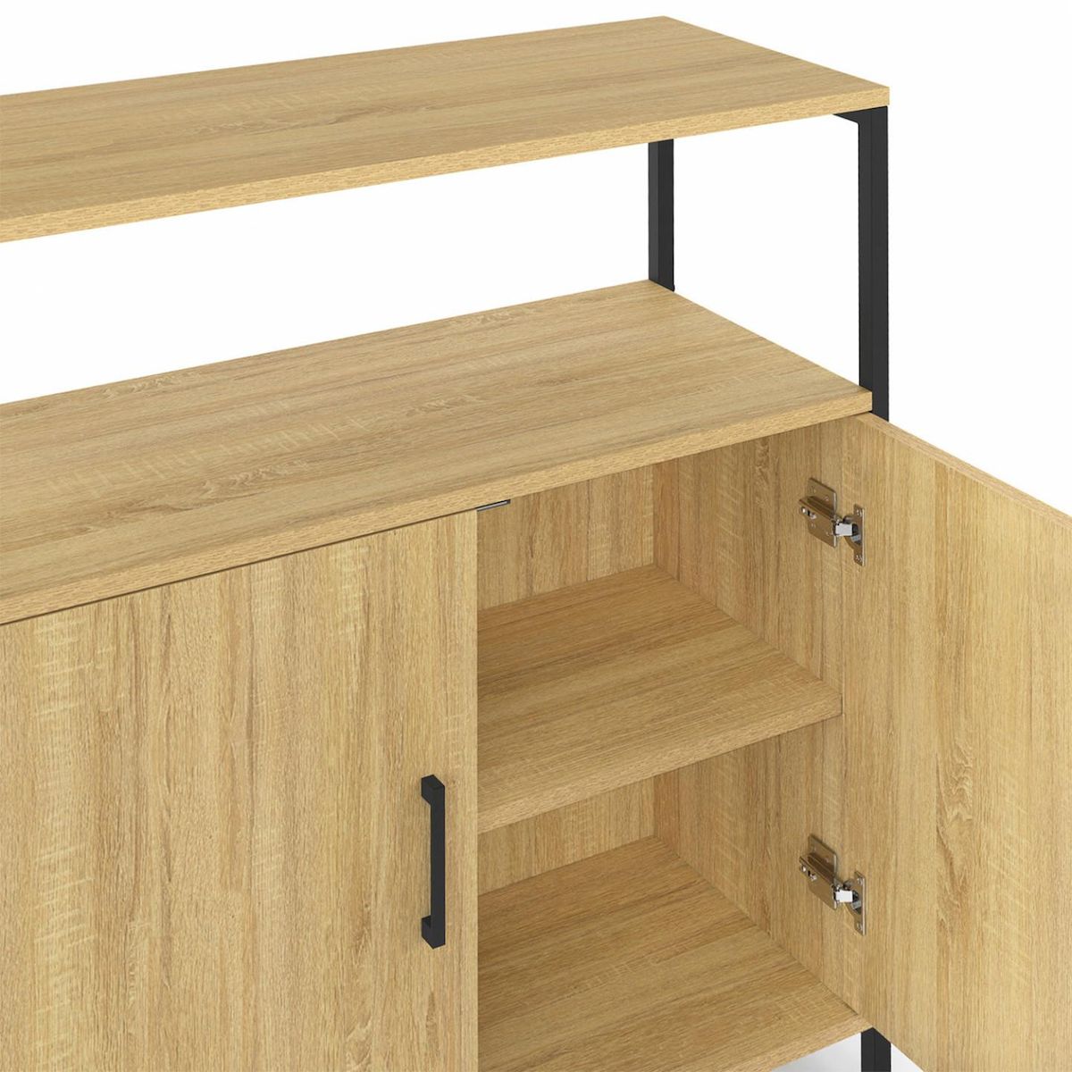 ID MARKET Buffet d'appoint 1 niche et 2 portes 70 cm DETROIT design industriel