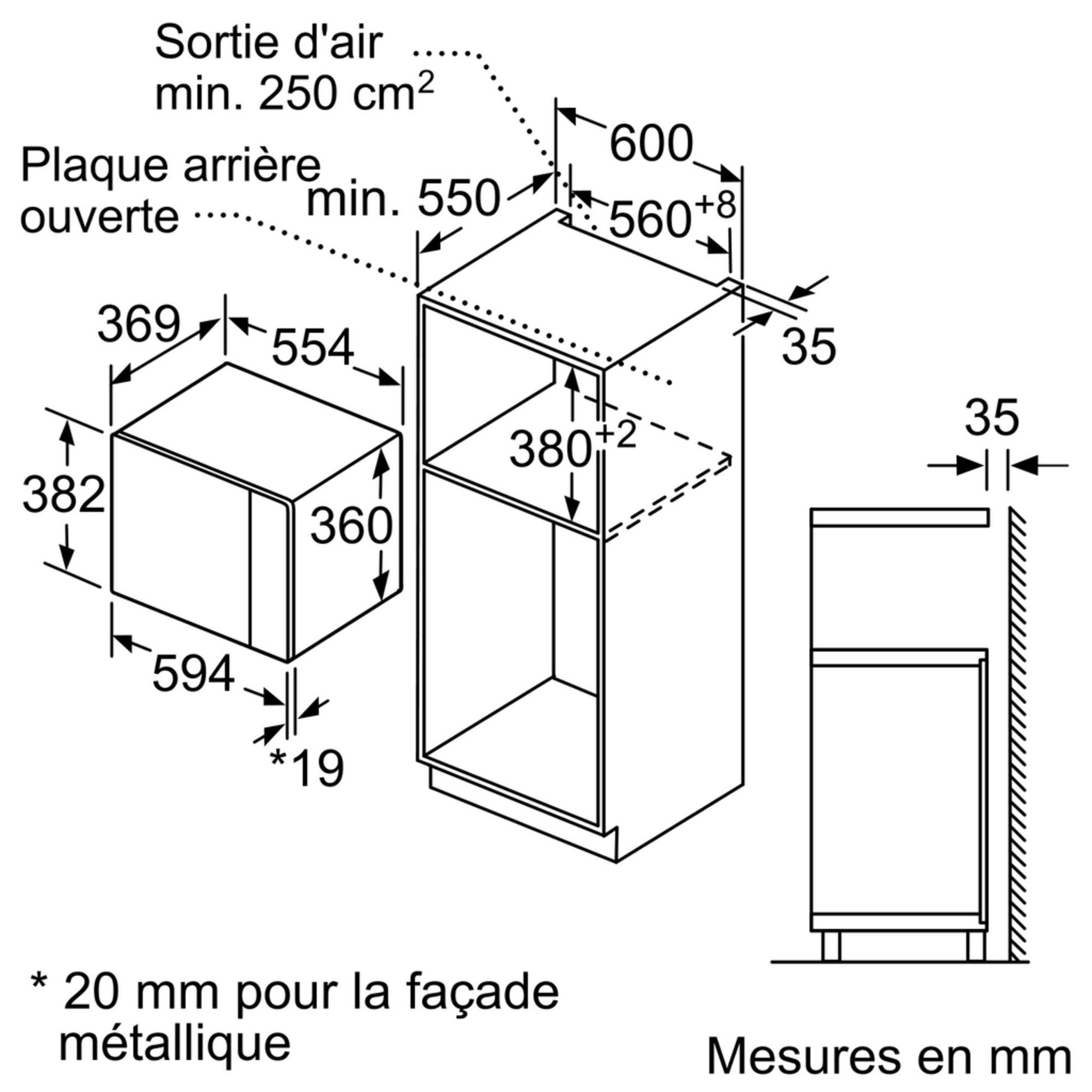 Voir la diapositive 4 : BOSCH Micro-ondes encastrable 25l 900w inox - BFL553MS0