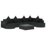 VIDAXL Salon de jardin 8 pcs avec coussins resine tressee noir