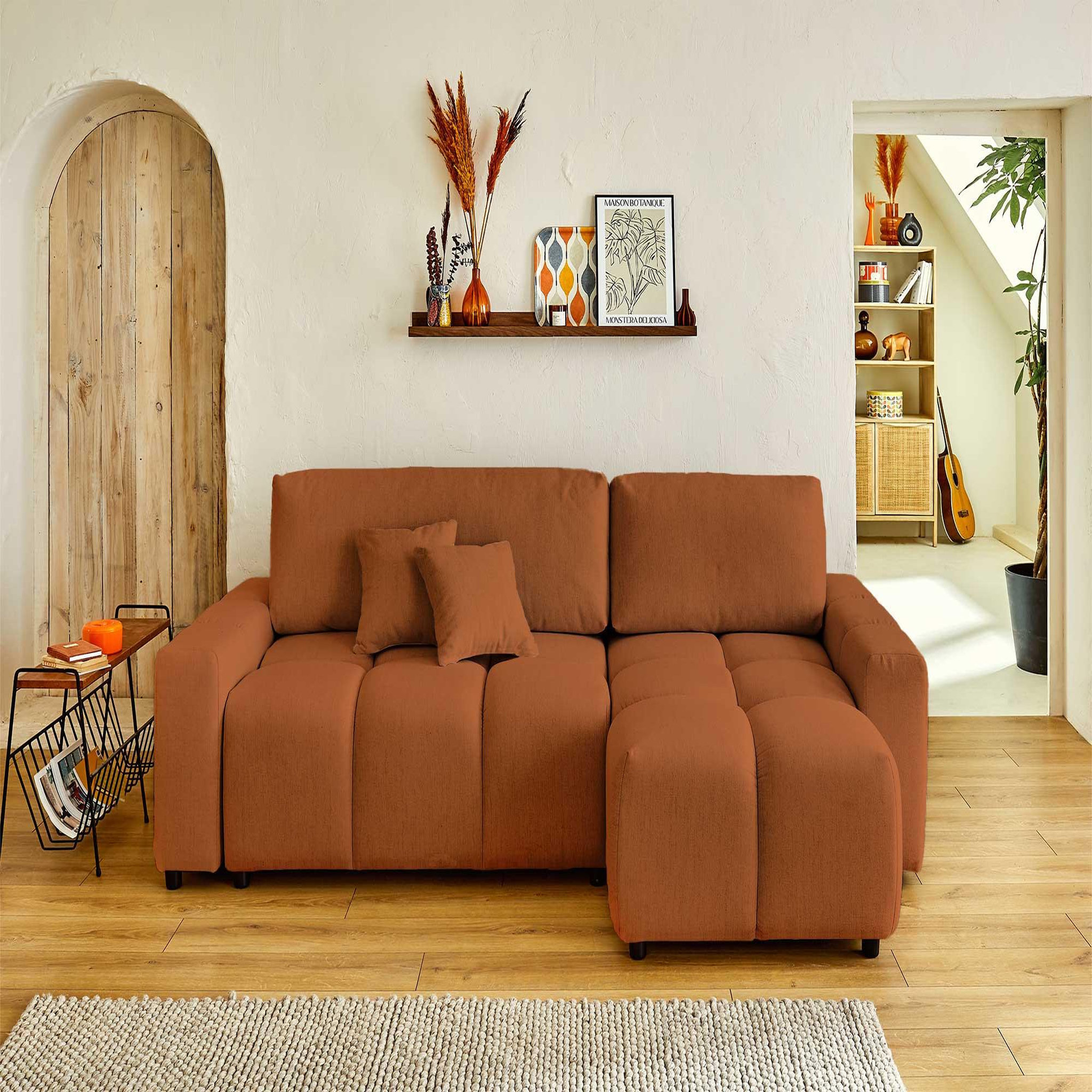 Voir la diapositive 6 : LISA DESIGN Crocus - canapé d'angle réversible - 4 places - convertible avec coffre - en tissu
