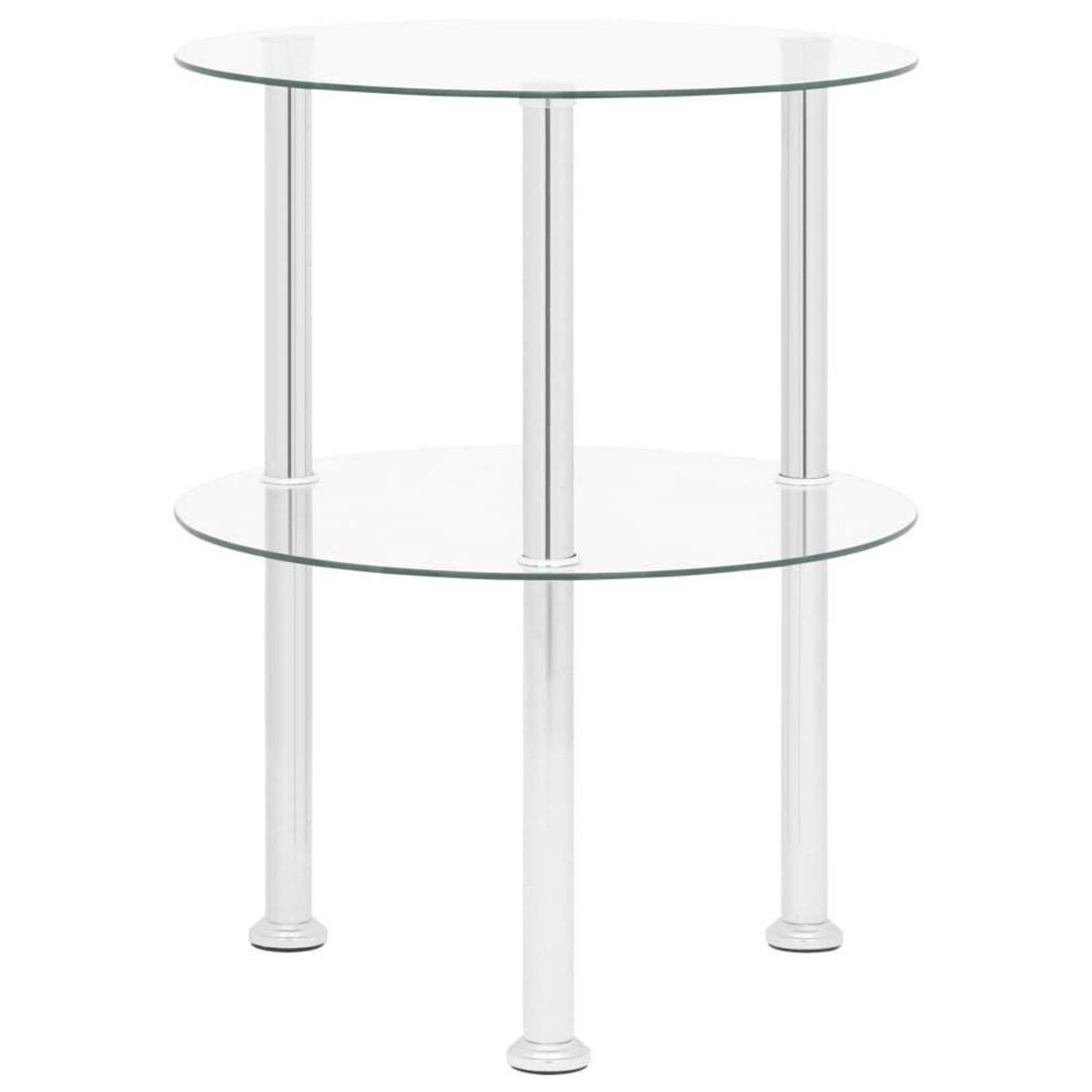 VIDAXL Table d'appoint 2 niveaux Transparent 38 cm Verre trempe