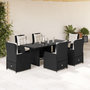 Voir la diapositive 1 : VIDAXL Ensemble a manger de jardin coussins 7pcs Noir Resine tressee