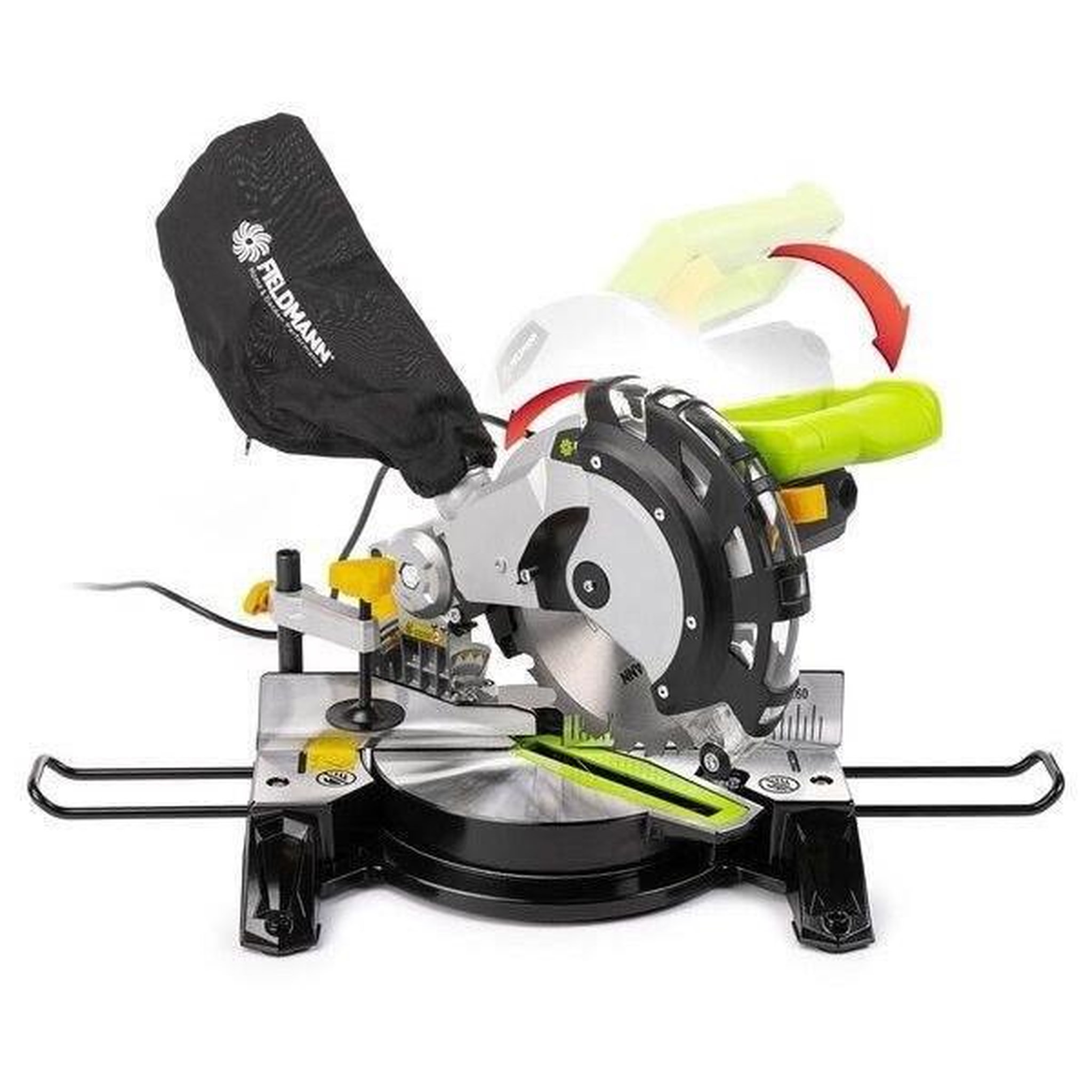 Voir la diapositive 4 : FIELD Scie a onglet - FIELDMANN - 1450 W - 210 mm - Bois - Vert