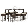 Voir la diapositive 1 : VIDAXL Ensemble de bar de jardin 9 pcs avec coussins marron poly rotin