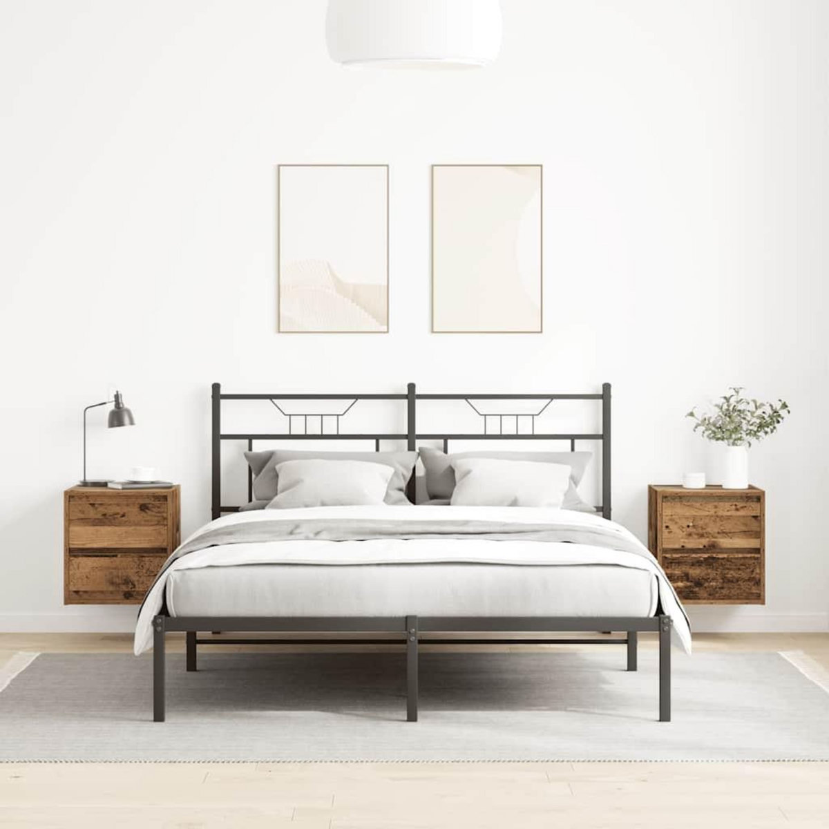 VIDAXL Tables de chevet murales 2 pcs vieux bois 38x34x40 cm