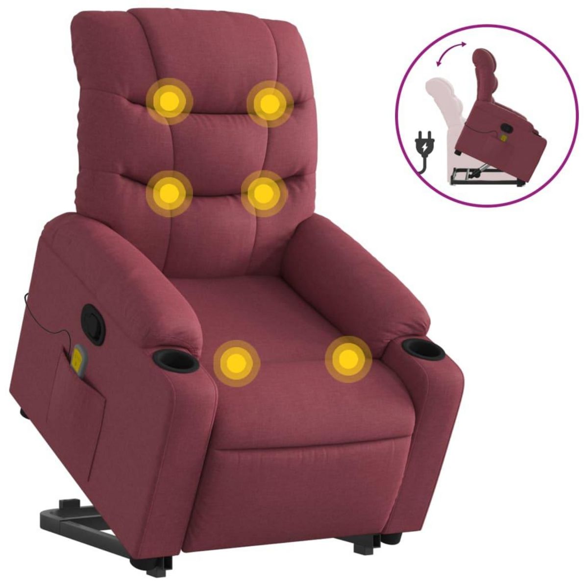 VIDAXL Fauteuil inclinable de massage Rouge bordeaux Tissu