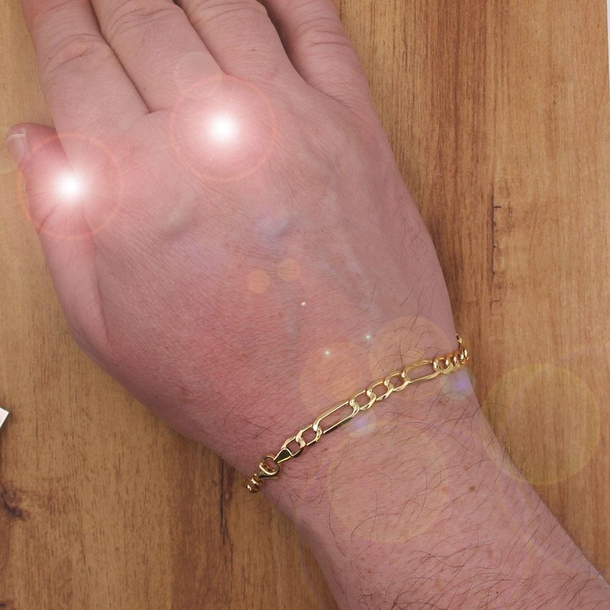 Voir la diapositive 2 : L'ATELIER D'AZUR Bracelet Or Jaune Maille Figaro Alternée 1+3 - Homme