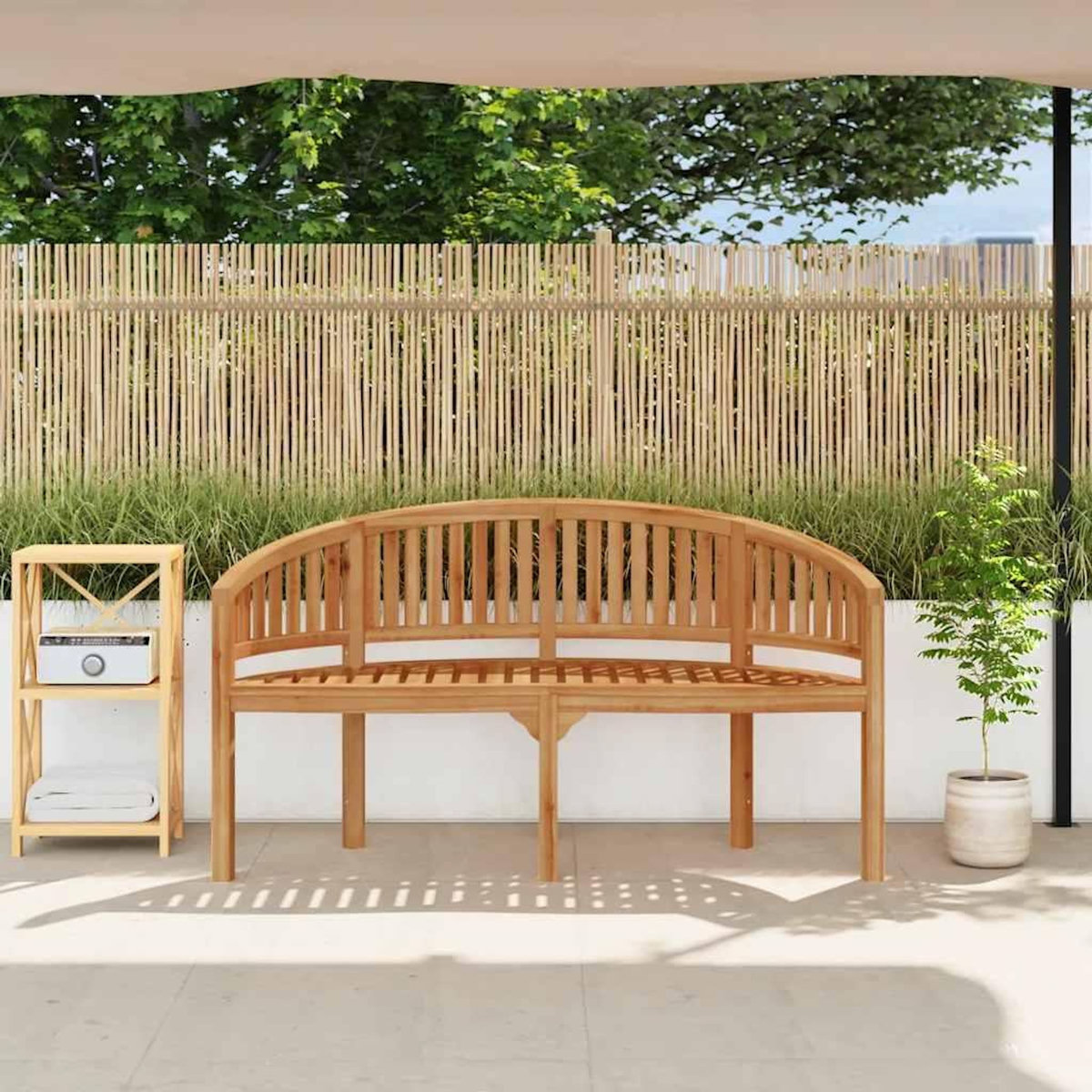 VIDAXL Banc de jardin en forme de banane 151 cm Teck solide