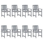 VIDAXL Chaises de jardin et coussins lot de 8 Bois acacia solide Gris