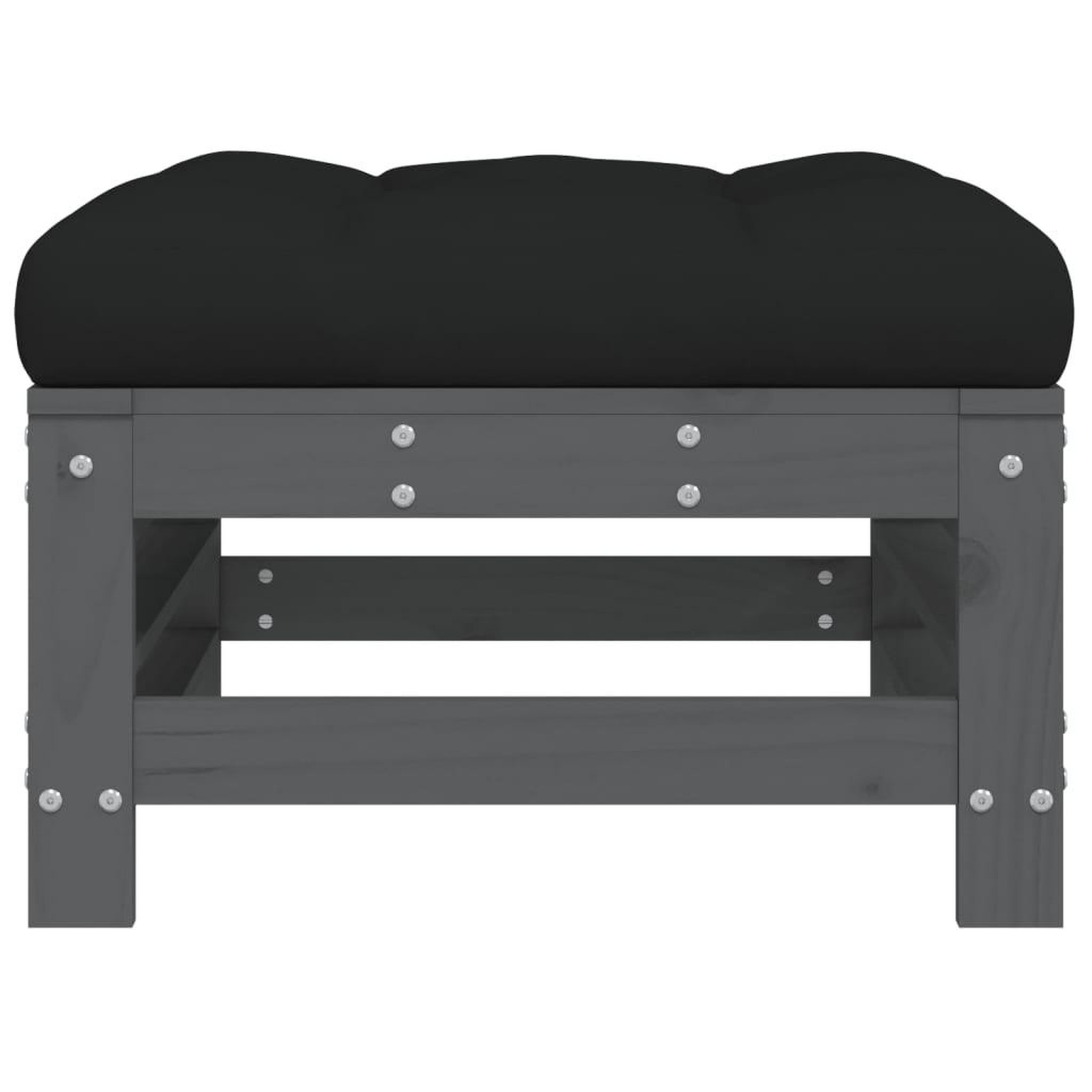 Voir la diapositive 3 : VIDAXL Repose-pied de jardin avec coussin gris bois de pin massif