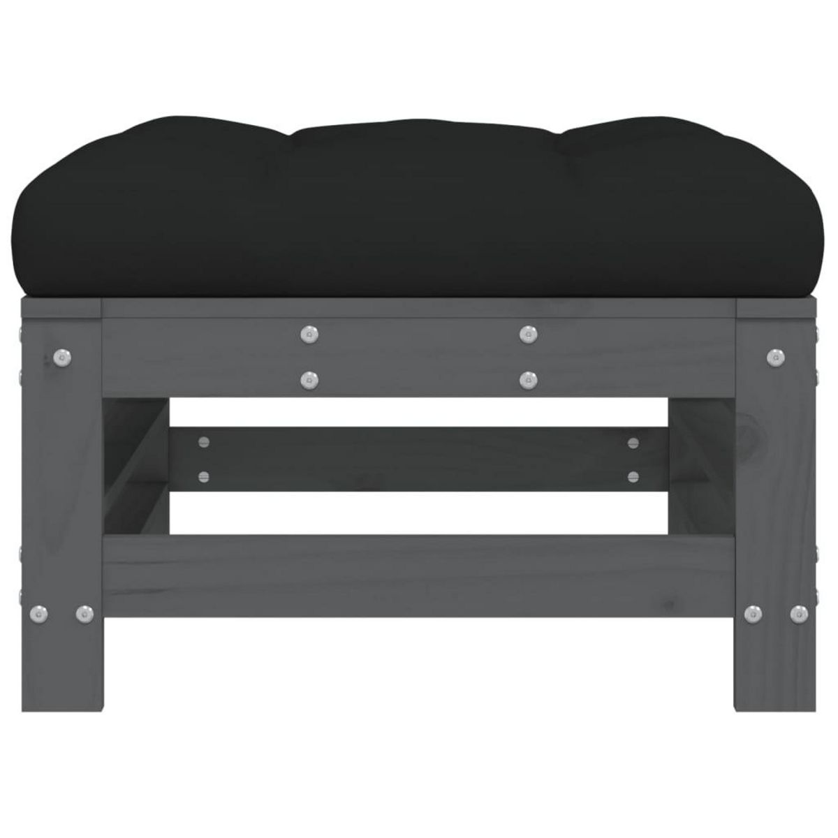 VIDAXL Repose-pied de jardin avec coussin gris bois de pin massif