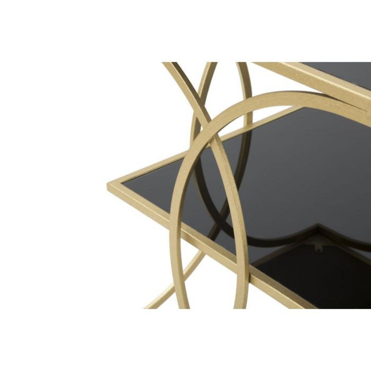 Paris Prix Table d'Appoint Double Design  Kim  55cm Noir & Or