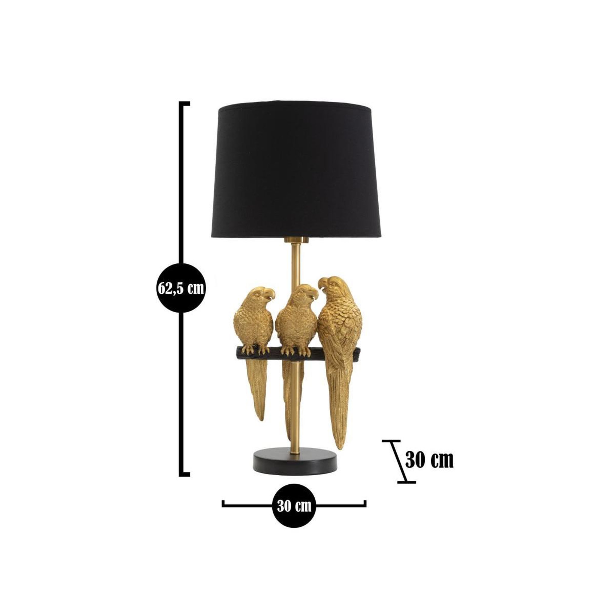 Voir la diapositive 6 : Paris Prix Lampe à poser design  perroquets  62cm or & noir