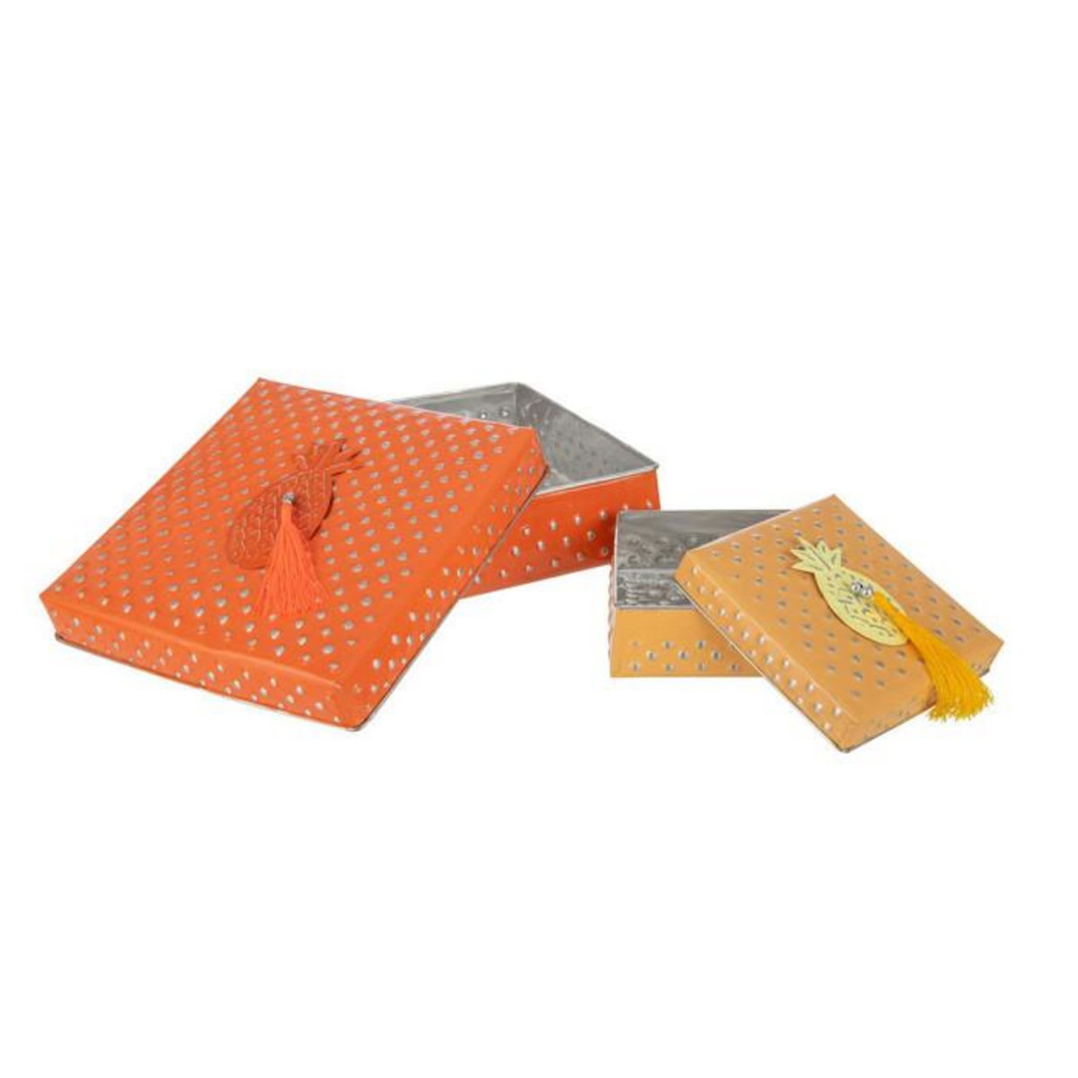 Paris Prix Lot de 2 Boîtes en Métal  Gigognes  25cm Orange