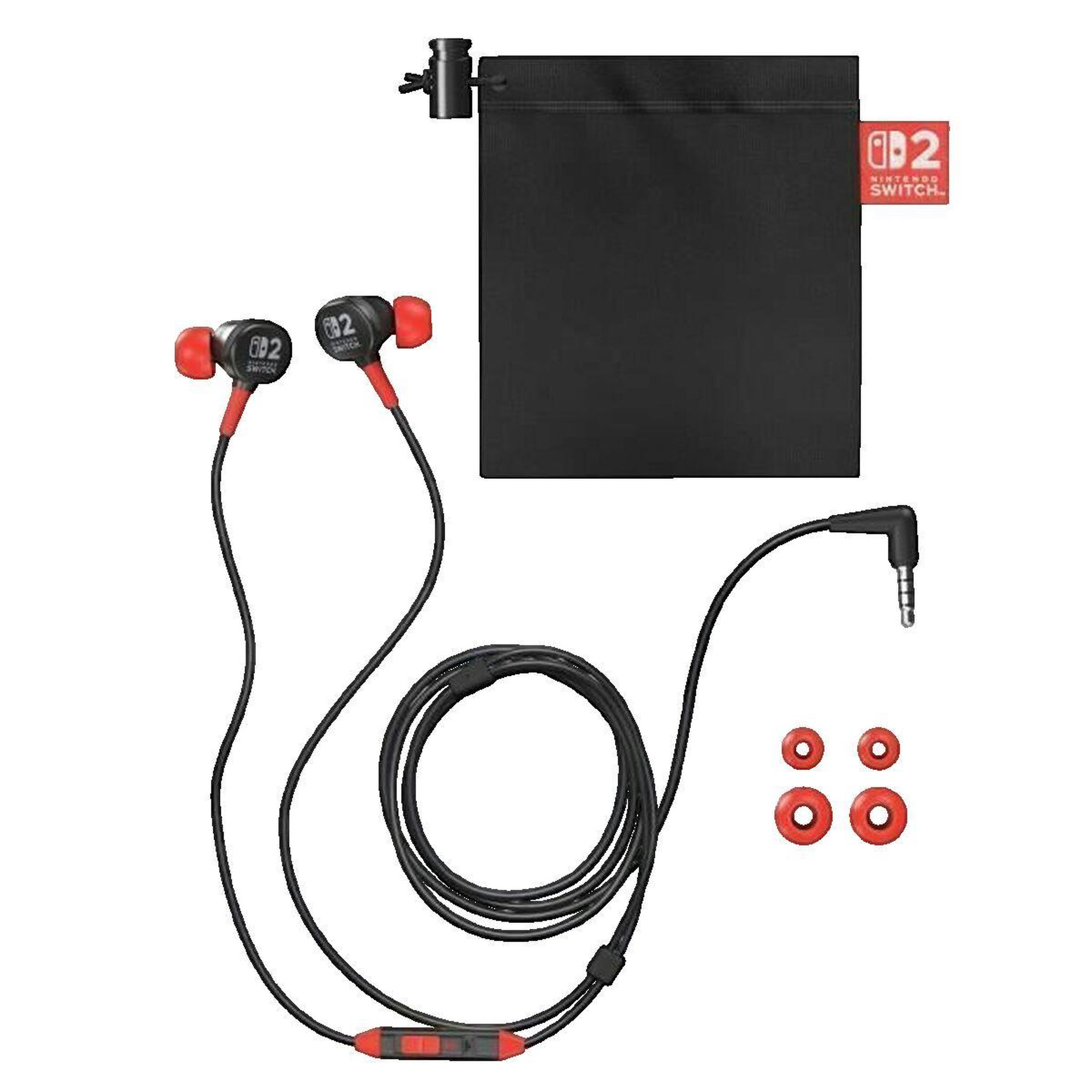 Voir la diapositive 2 : POWER A Écouteurs Power-A Switch 2 filaires noir et rouge avec microphone