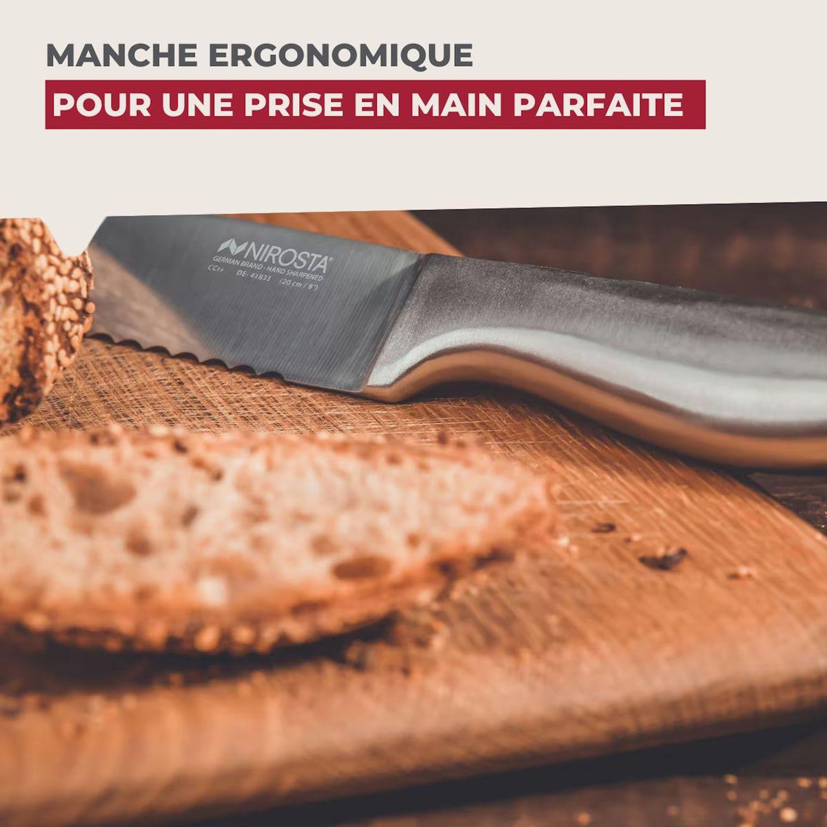 NIROSTA Couteau à pain en inox 33,5 cm en tout Nirosta