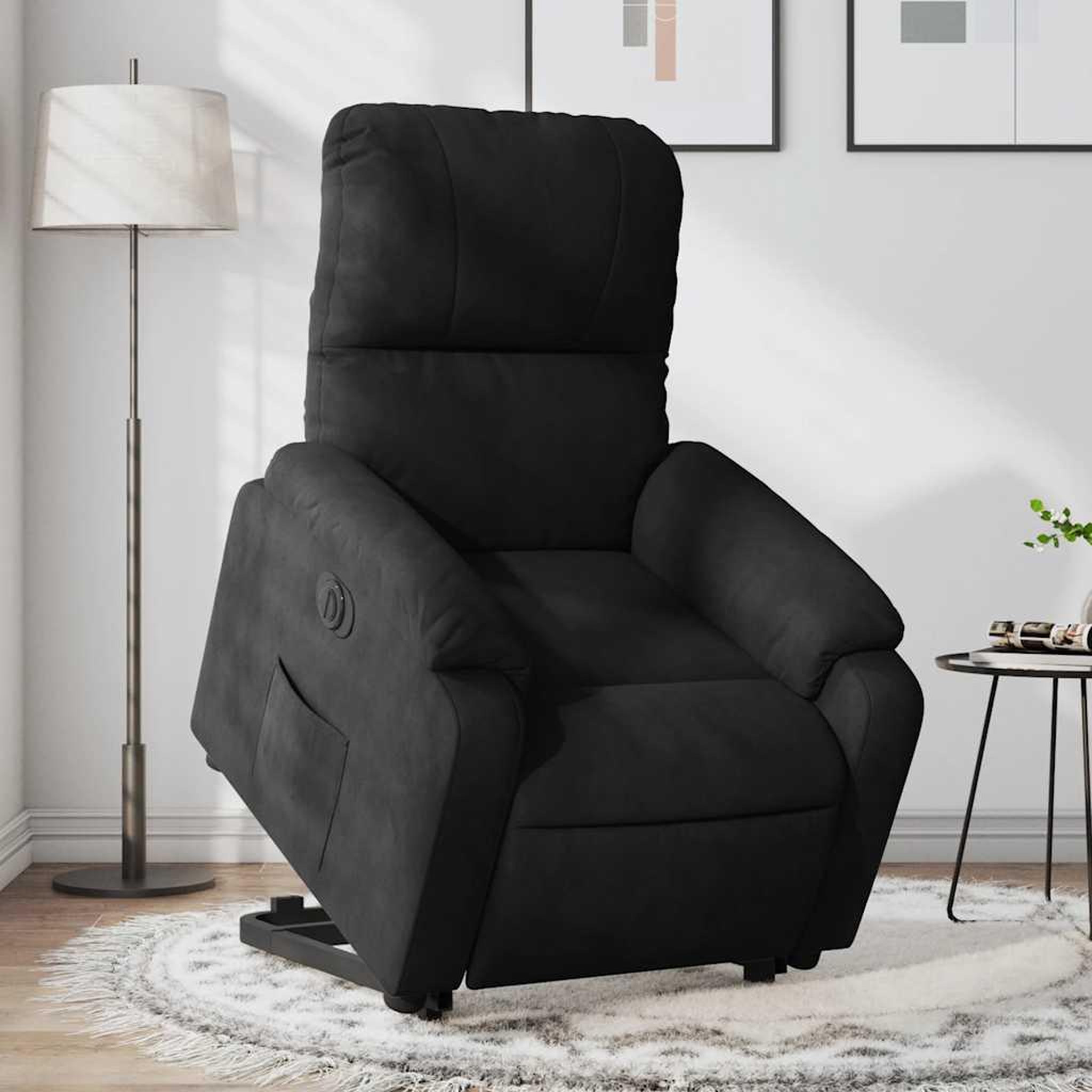VIDAXL Fauteuil inclinable electrique noir tissu microfibre