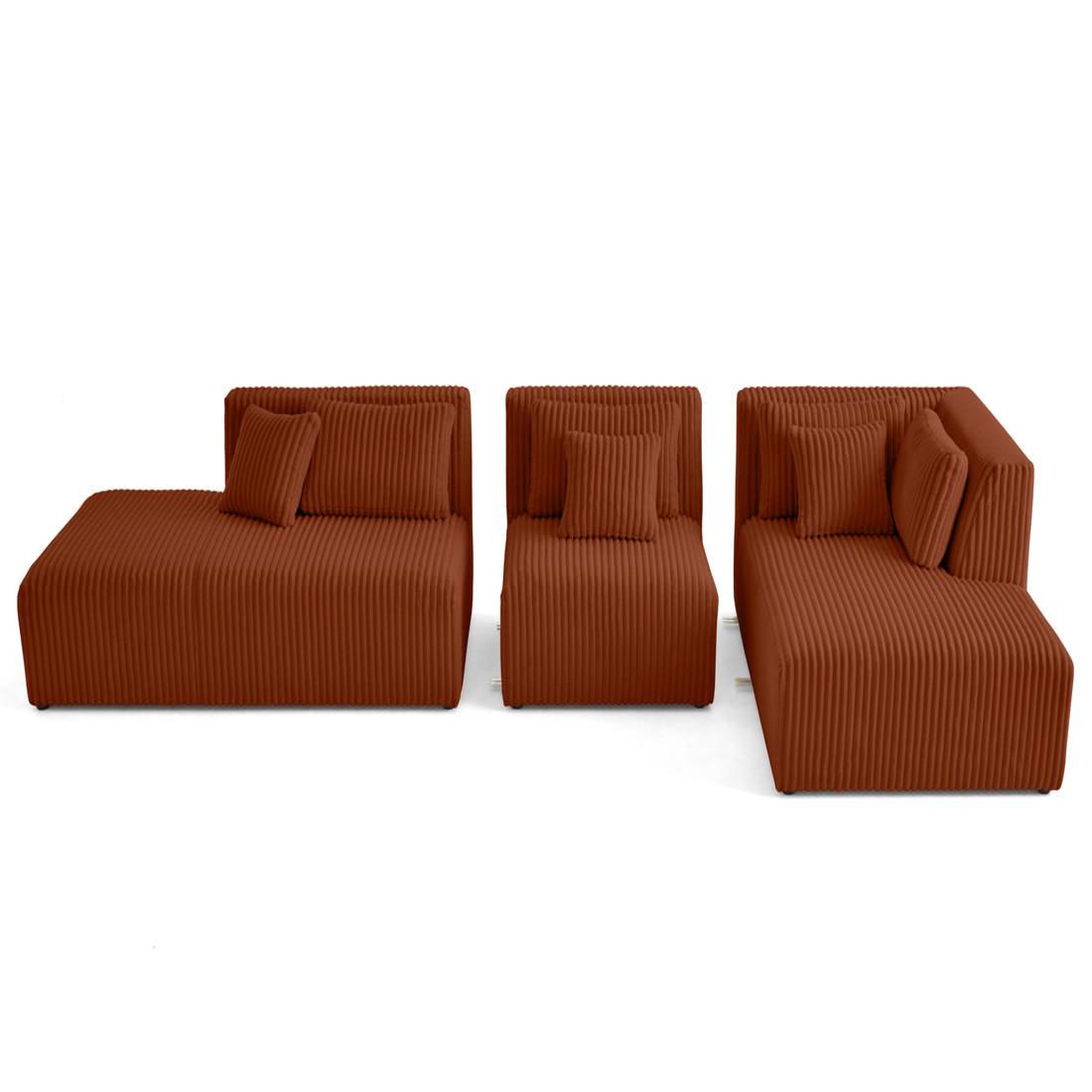 Voir la diapositive 5 : LISA DESIGN Victoire - canapé modulable d'angle droit 5 places en velours côtelé grosses côtes