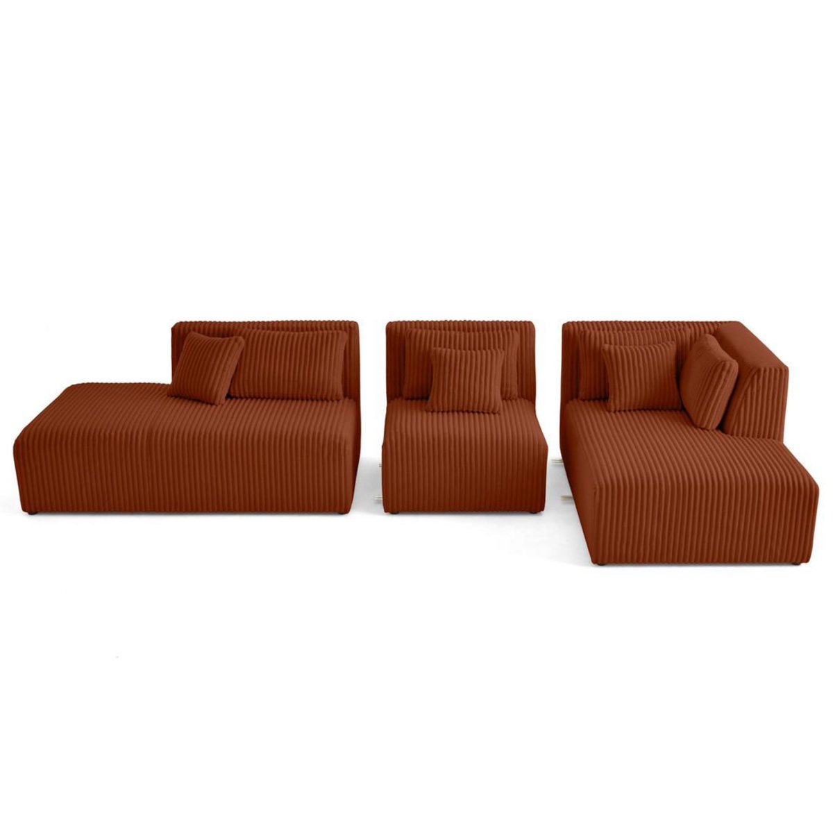 LISA DESIGN Victoire - canapé modulable d'angle droit 5 places en velours côtelé grosses côtes