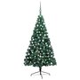 VIDAXL Demi-arbre de Noël artificiel pre-eclaire et boules vert 150 cm