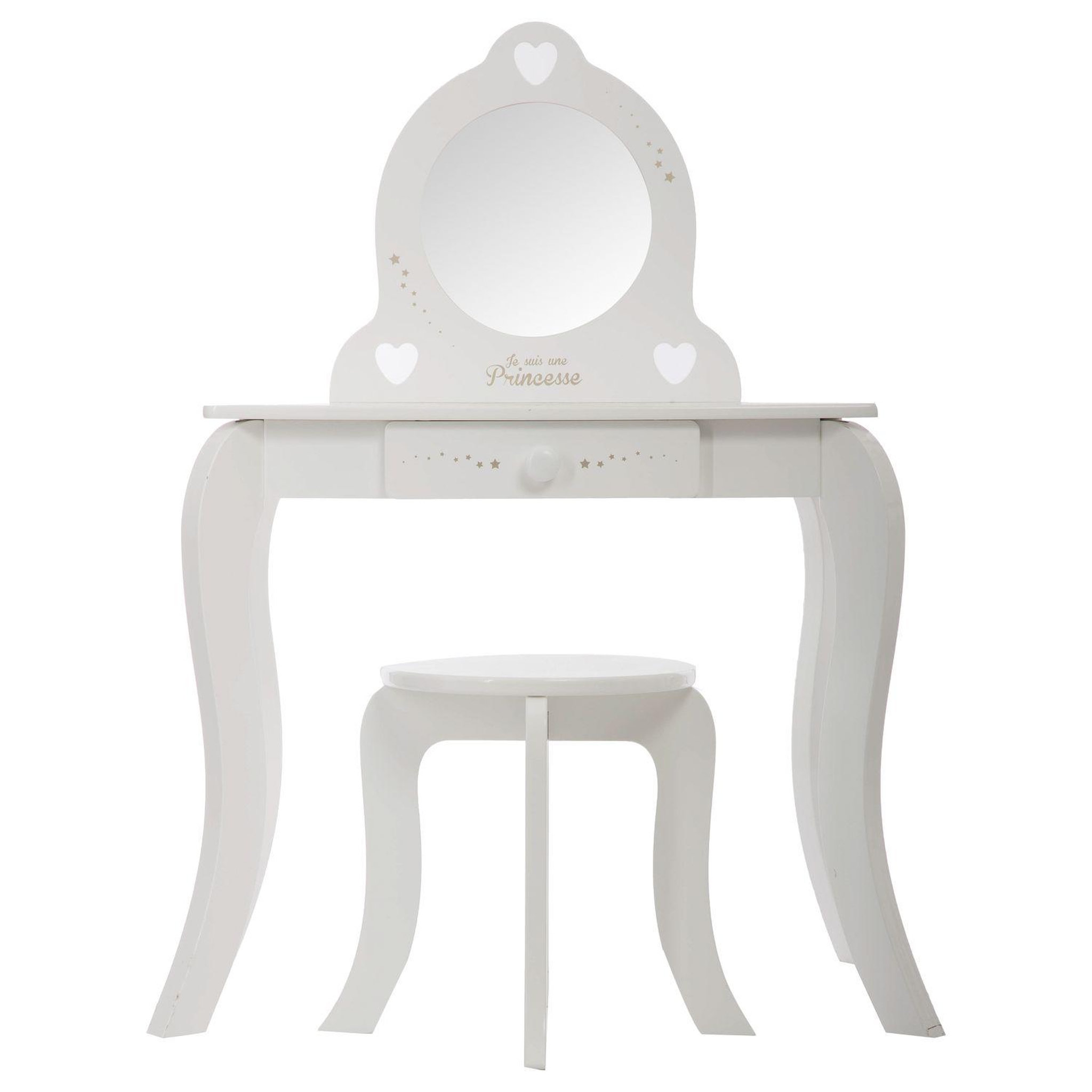 Voir la diapositive 2 : Atmosphera Kids Coiffeuse enfant avec tabouret demoiselle - blanc