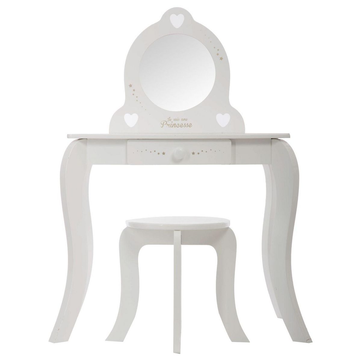 Atmosphera Kids Coiffeuse enfant avec tabouret Demoiselle - Blanc