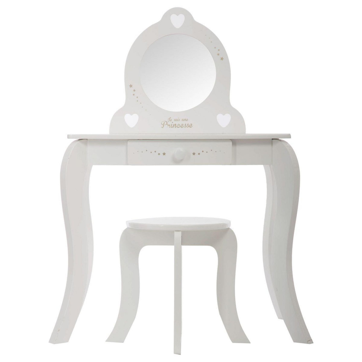 Atmosphera Kids Coiffeuse enfant avec tabouret Demoiselle - Blanc