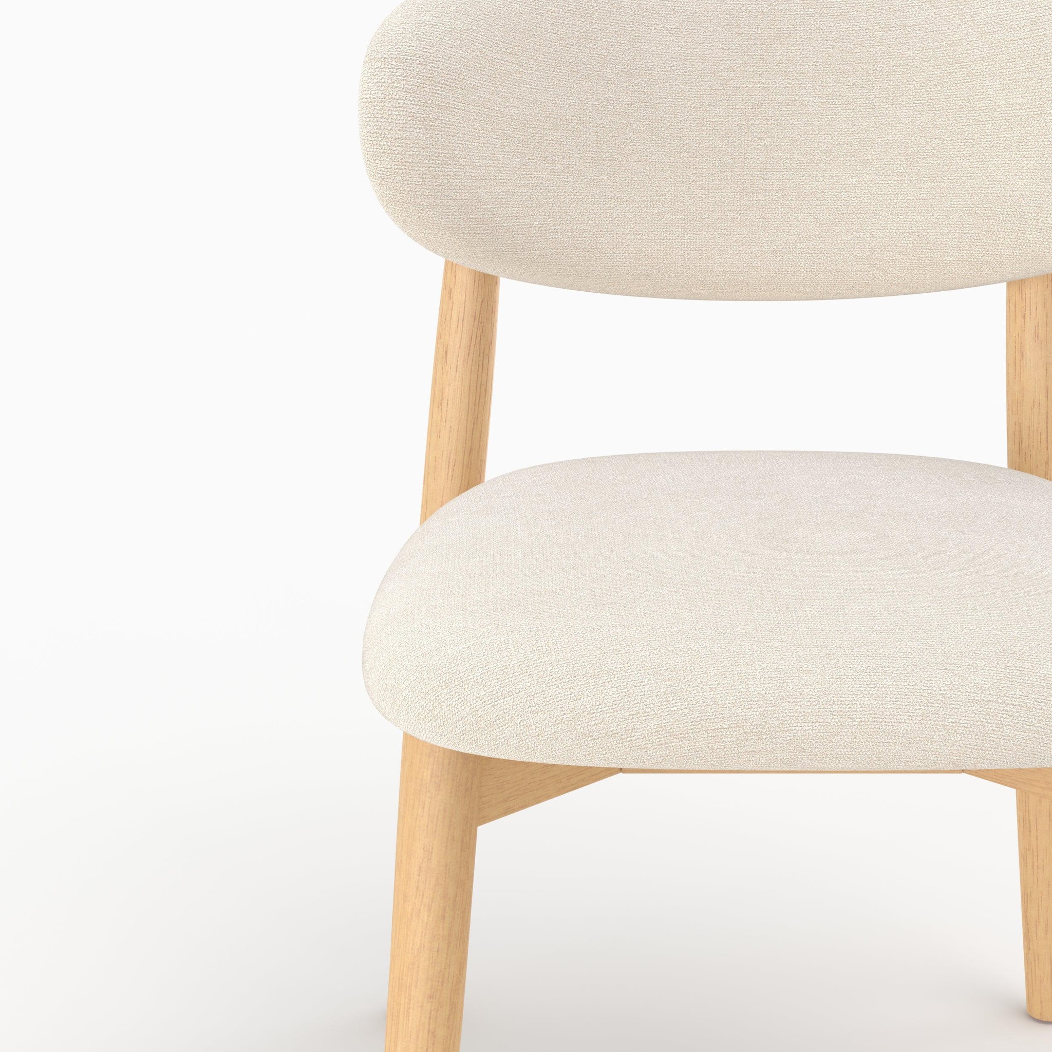 Voir la diapositive 5 : MAISON PAVANE Lot de 2 chaises en tissu beige et bois d'hévéa naturel-yuna