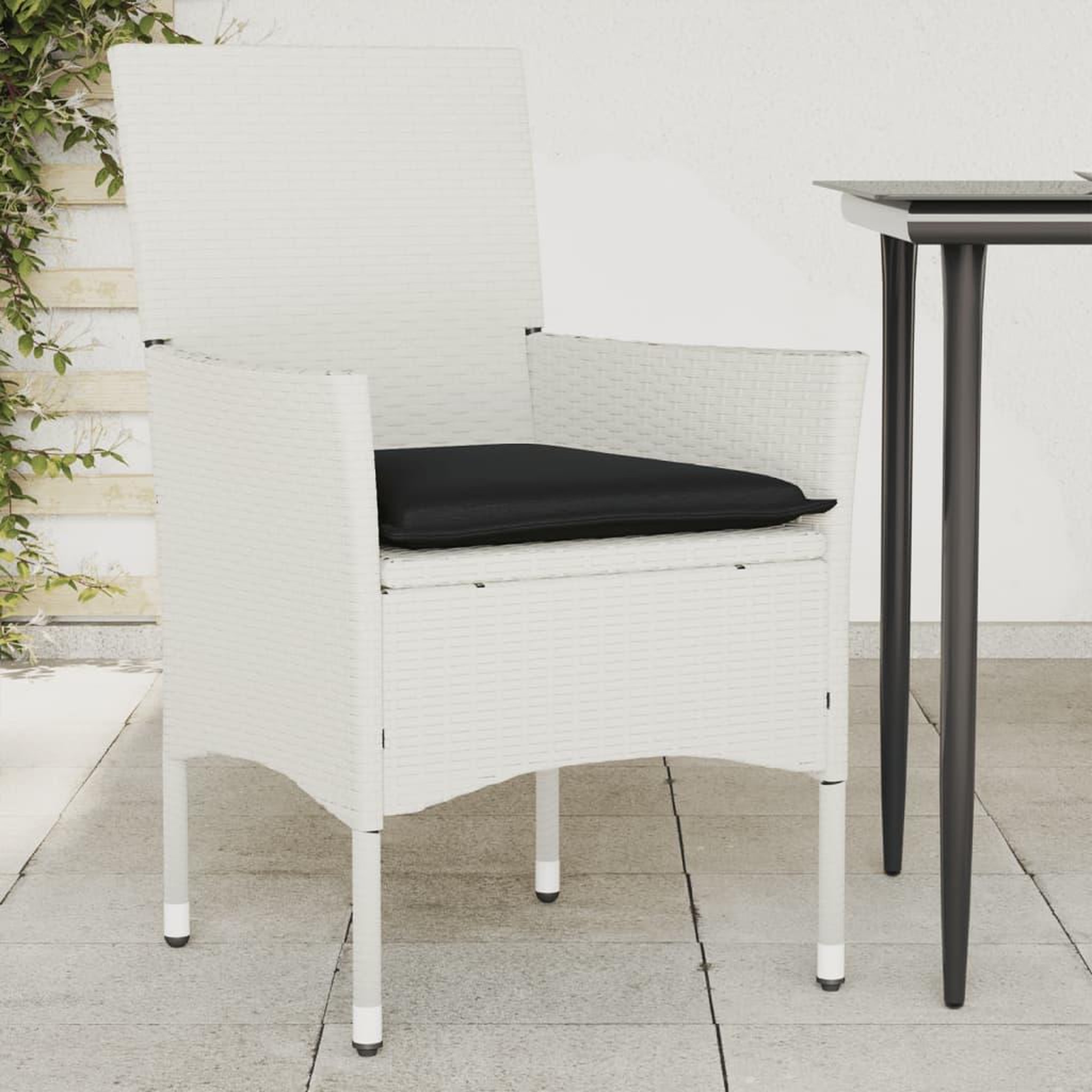 VIDAXL Chaises de jardin avec coussins lot de 2 blanc resine tressee
