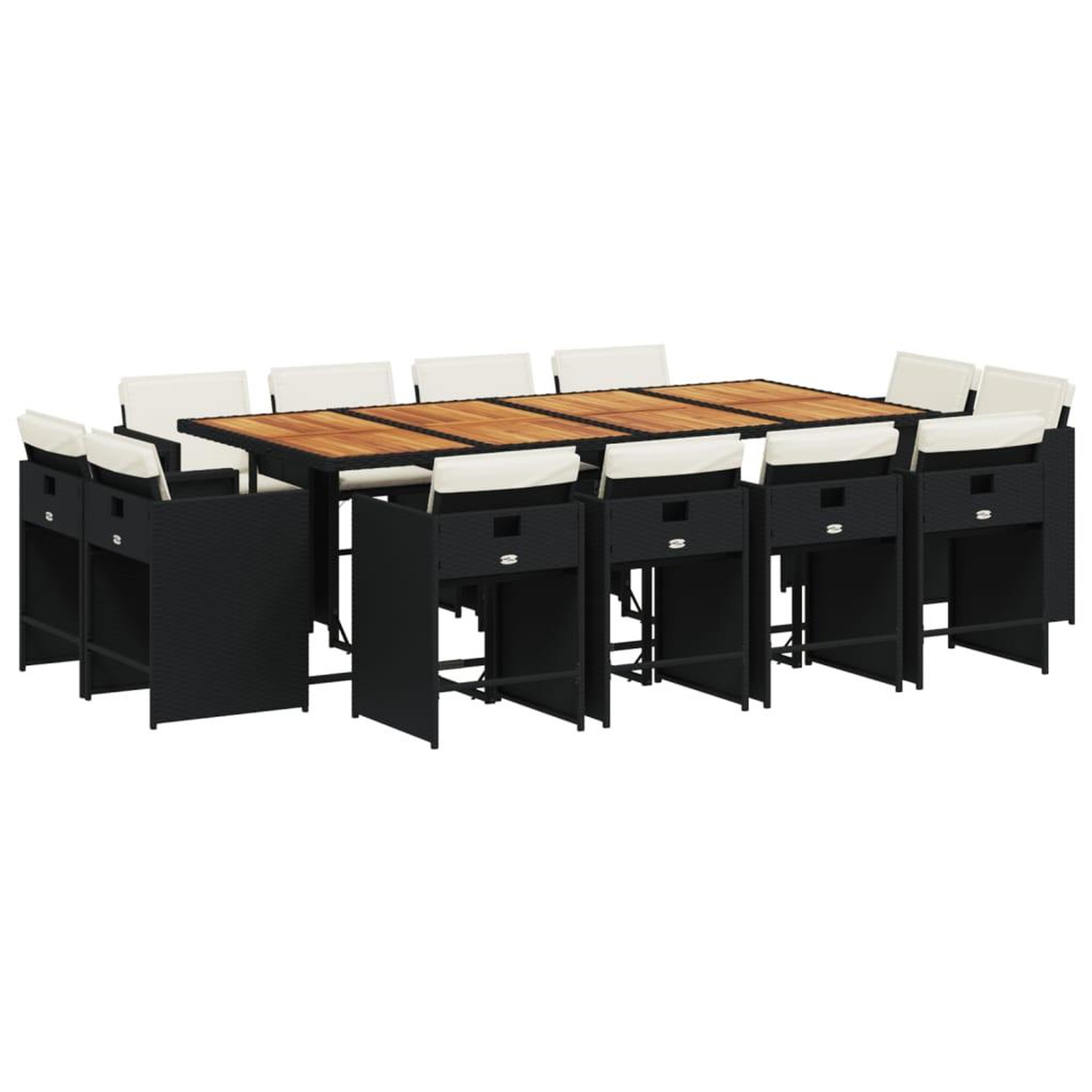 Voir la diapositive 2 : VIDAXL Ensemble a manger de jardin 13 pcs coussins noir resine tressee