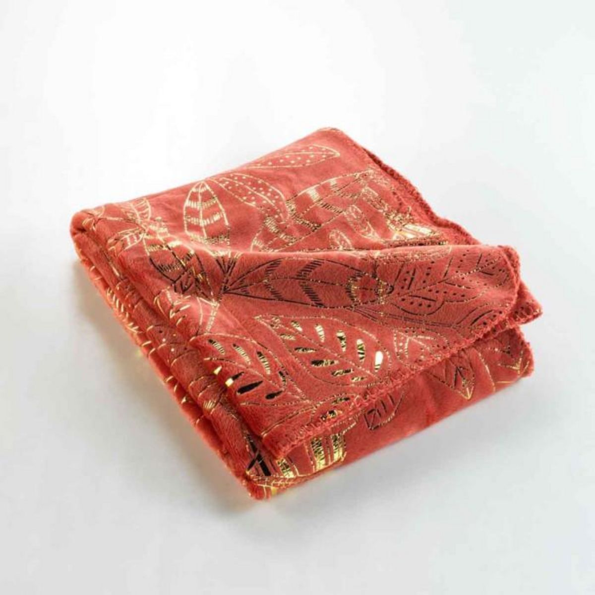 Paris Prix Plaid Flanelle Imprimé  Belflor  125x150cm Terracotta