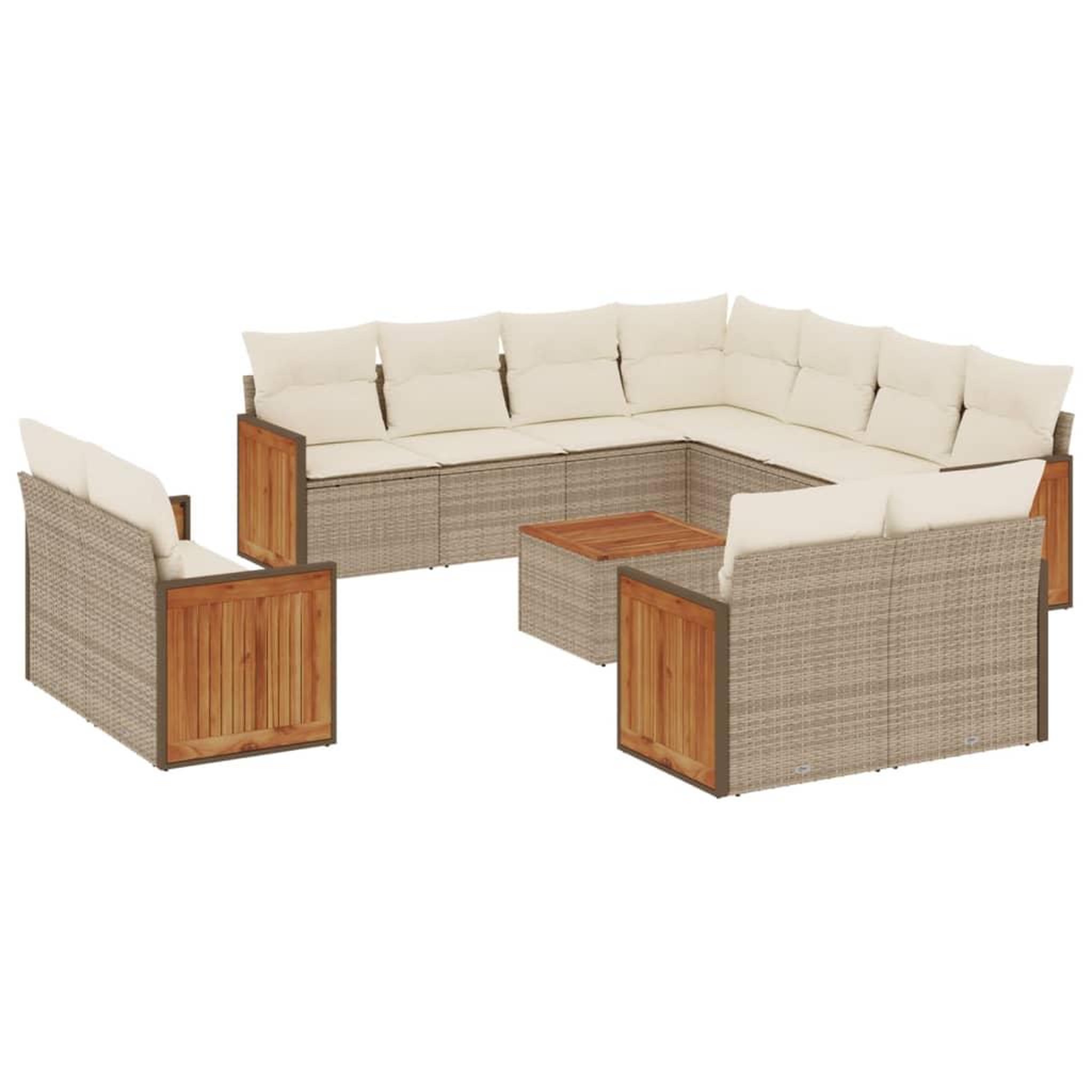 Voir la diapositive 2 : VIDAXL Salon de jardin avec coussins 12 pcs beige resine tressee