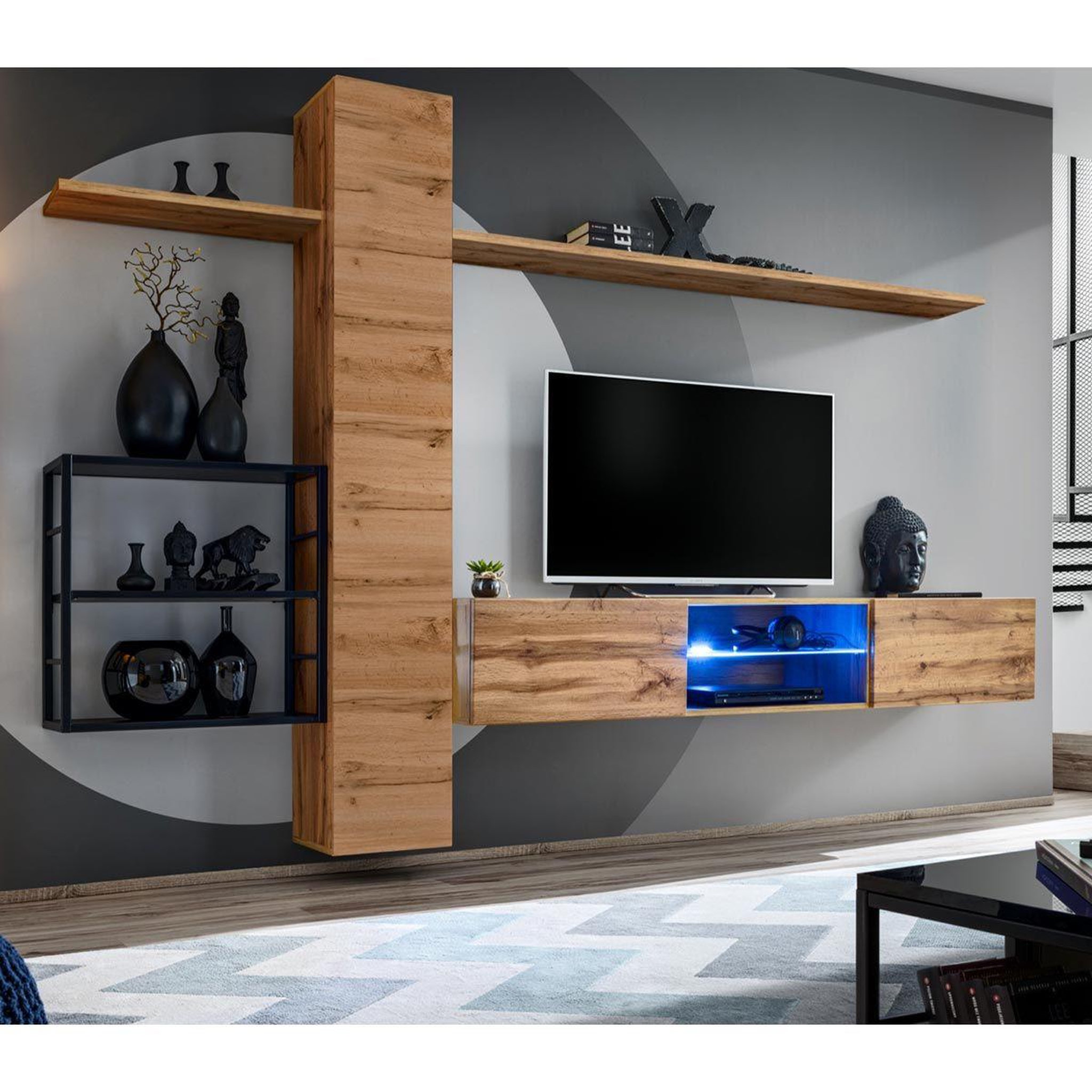 Paris Prix Ensemble meuble tv  switch v  270cm naturel & noir
