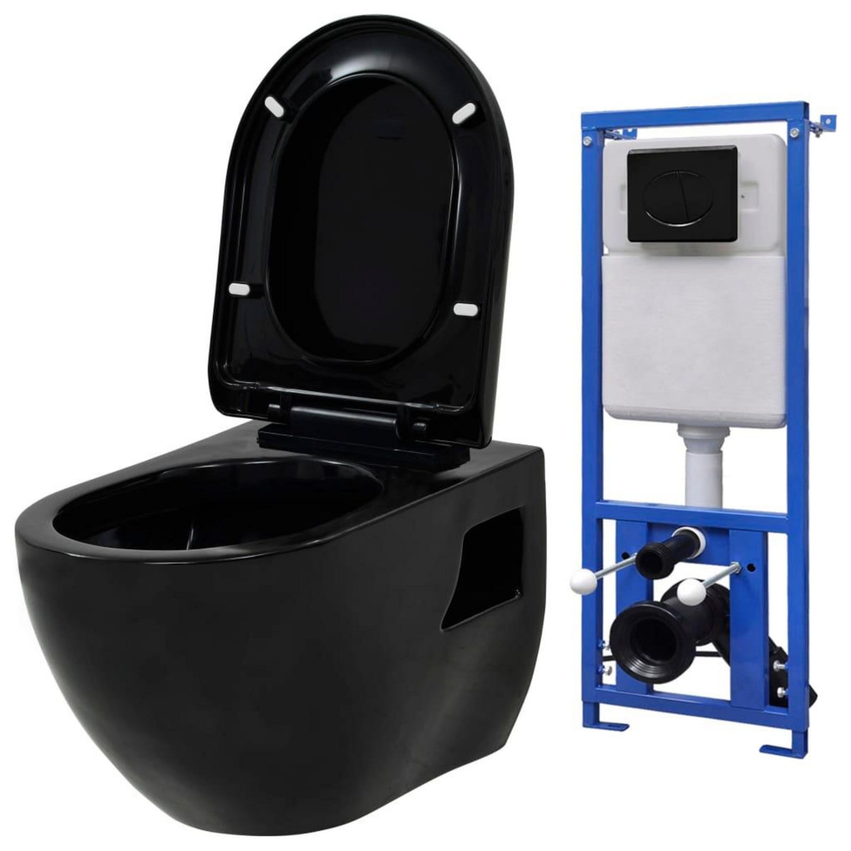 VIDAXL Toilette suspendue au mur avec reservoir cache Ceramique Noir